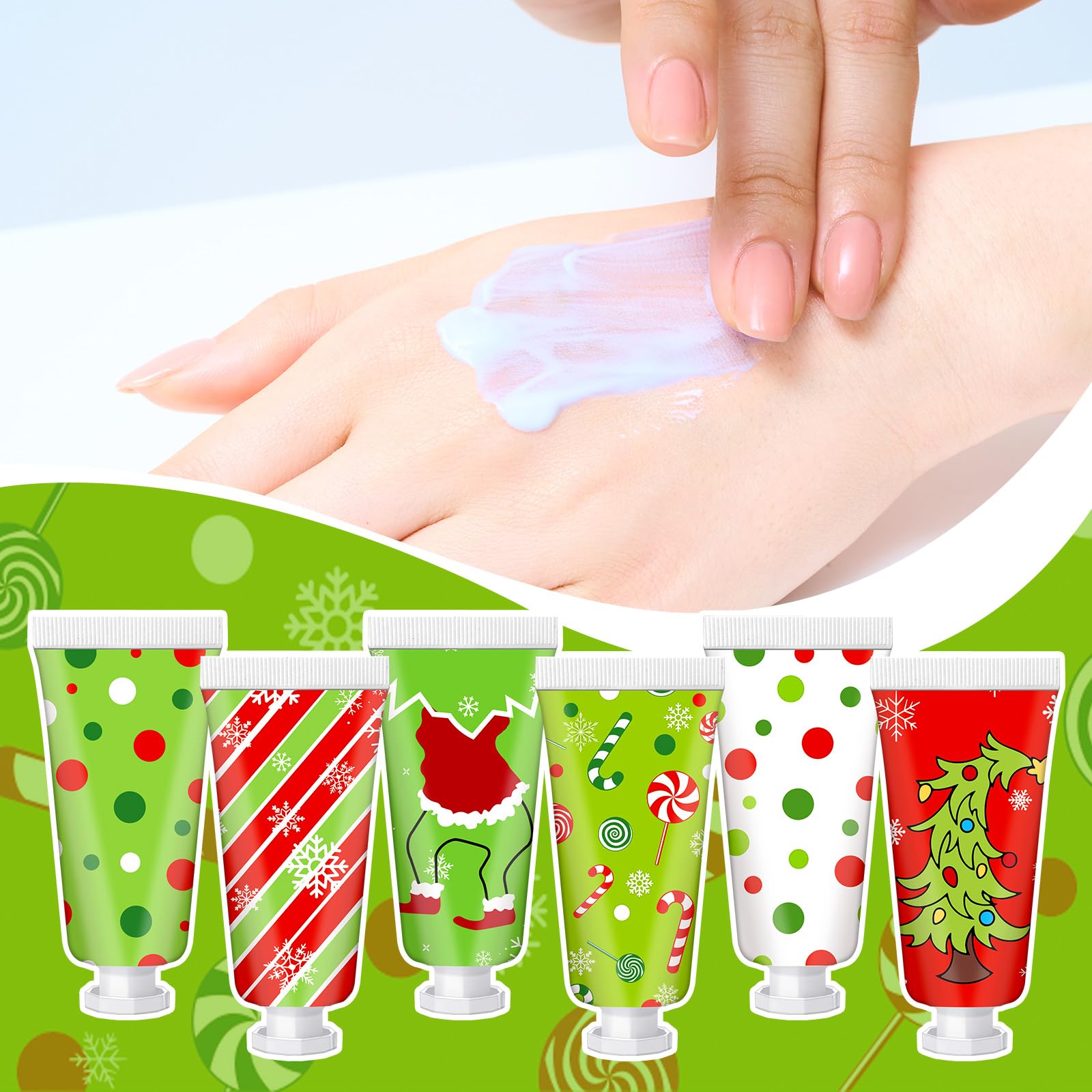 Leelosp 48-Piece Red & Green Christmas Hand Cream Gift Set | Pocket-Sized Moisturizers