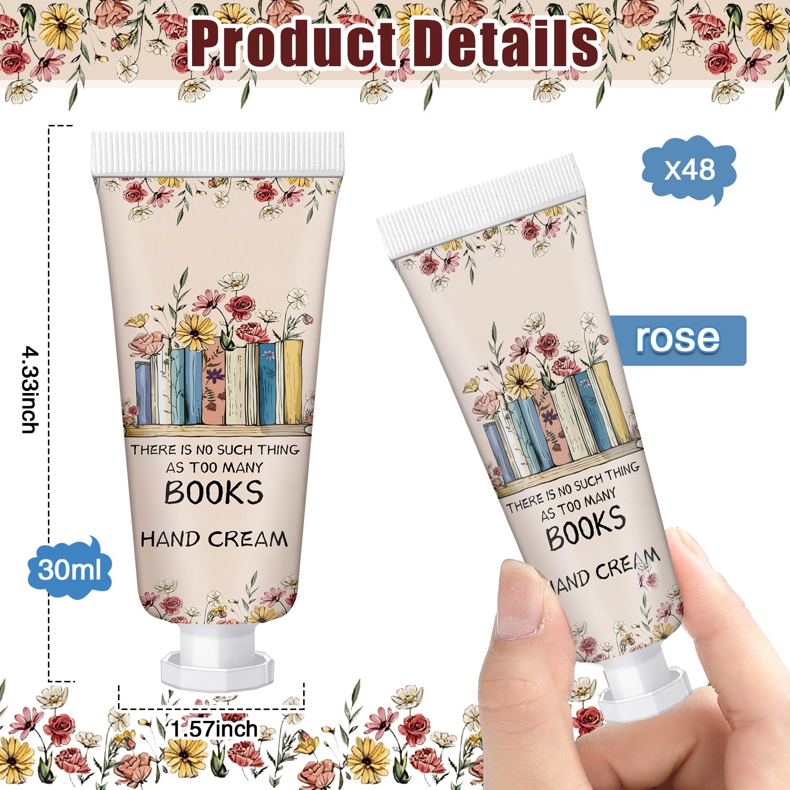 Leelosp 48-Pcs Book Lover Hand Cream Gift Set – Travel-Size Moisturizers for Women
