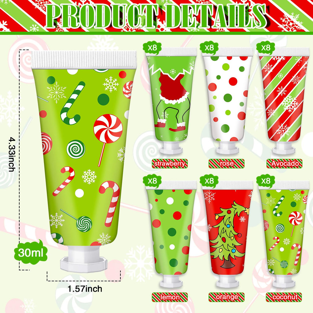 Leelosp 48-Piece Red & Green Christmas Hand Cream Gift Set | Pocket-Sized Moisturizers