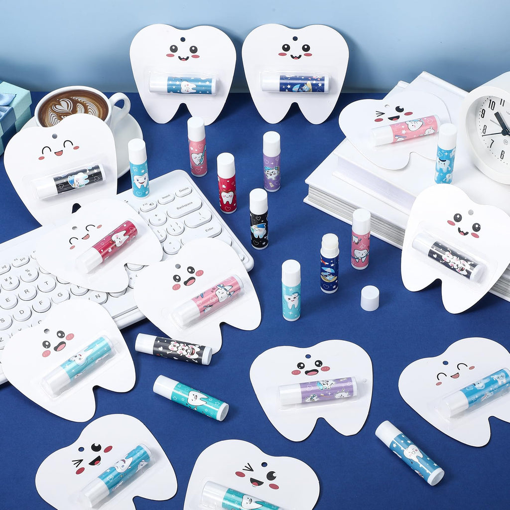Leelosp 24 Pack Teeth-Themed Lip Balms – Dental Team Gift Set