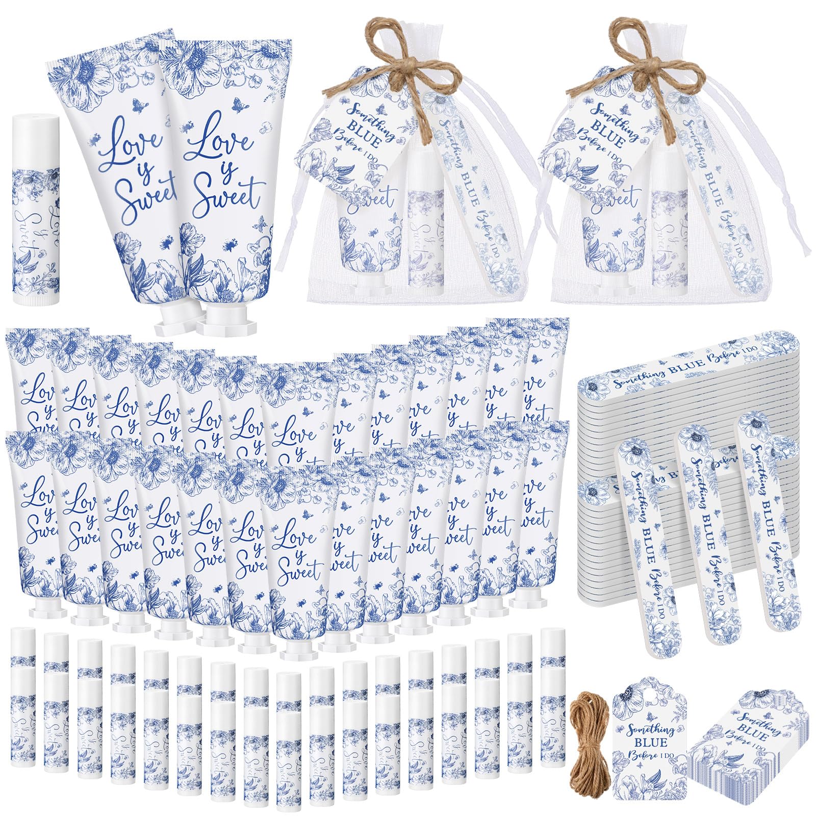 Leelosp Something Blue Bridal Shower Gift Set – 50-Piece Hand Cream, Lip Balm & Nail File