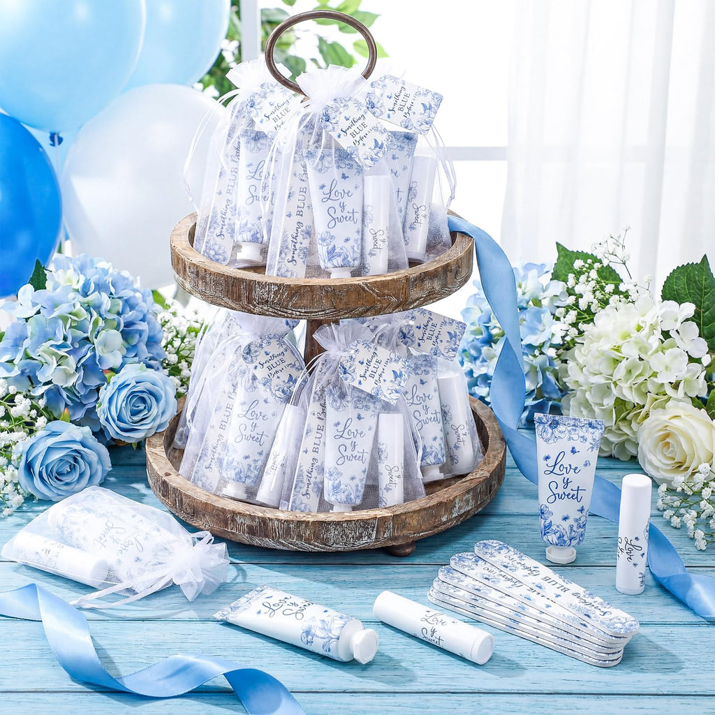 Leelosp Something Blue Bridal Shower Gift Set – 50-Piece Hand Cream, Lip Balm & Nail File