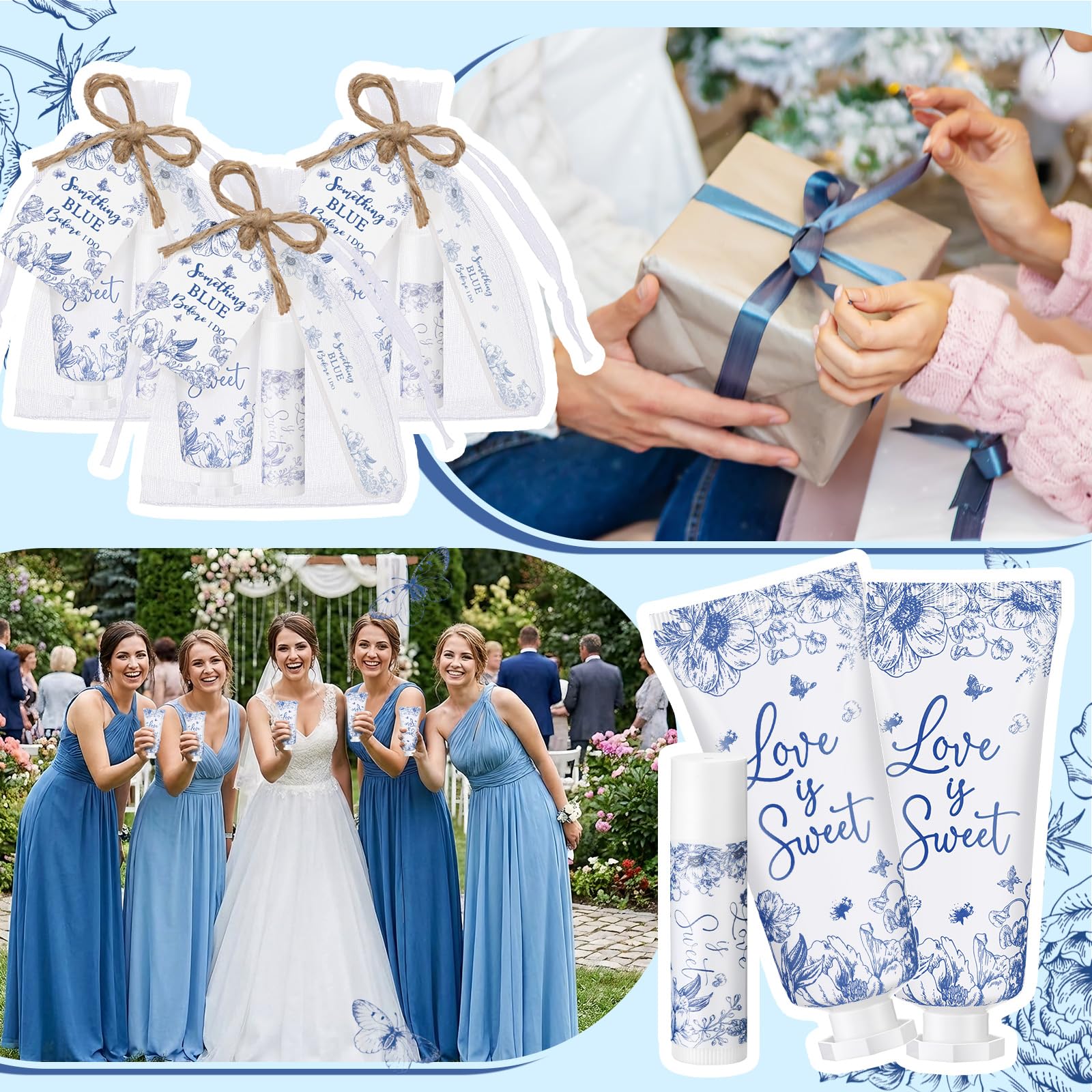 Leelosp Something Blue Bridal Shower Gift Set – 50-Piece Hand Cream, Lip Balm & Nail File