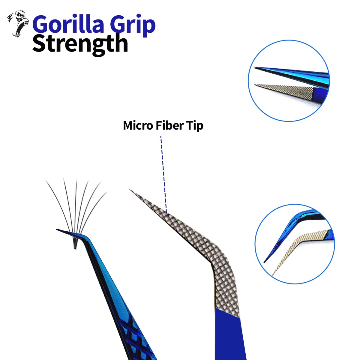 Leenax Eyelash Extension Tweezers Set – 2-Piece Straight & Curved with Diamond Grip, Blue, 14cm