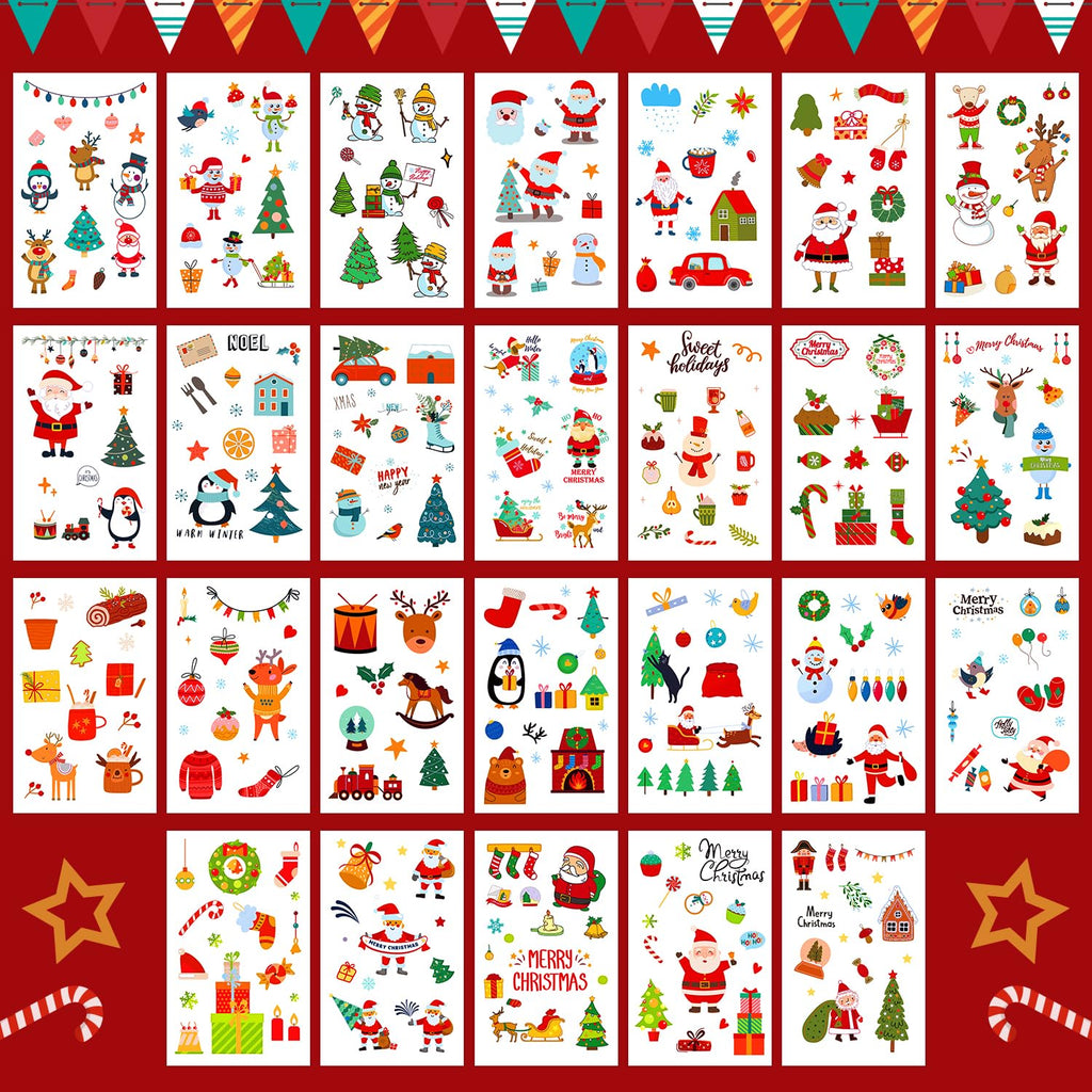 Leesgel 36 Sheets Christmas Full Arm Tattoos for Kids – Snowy Santa and Snowmen