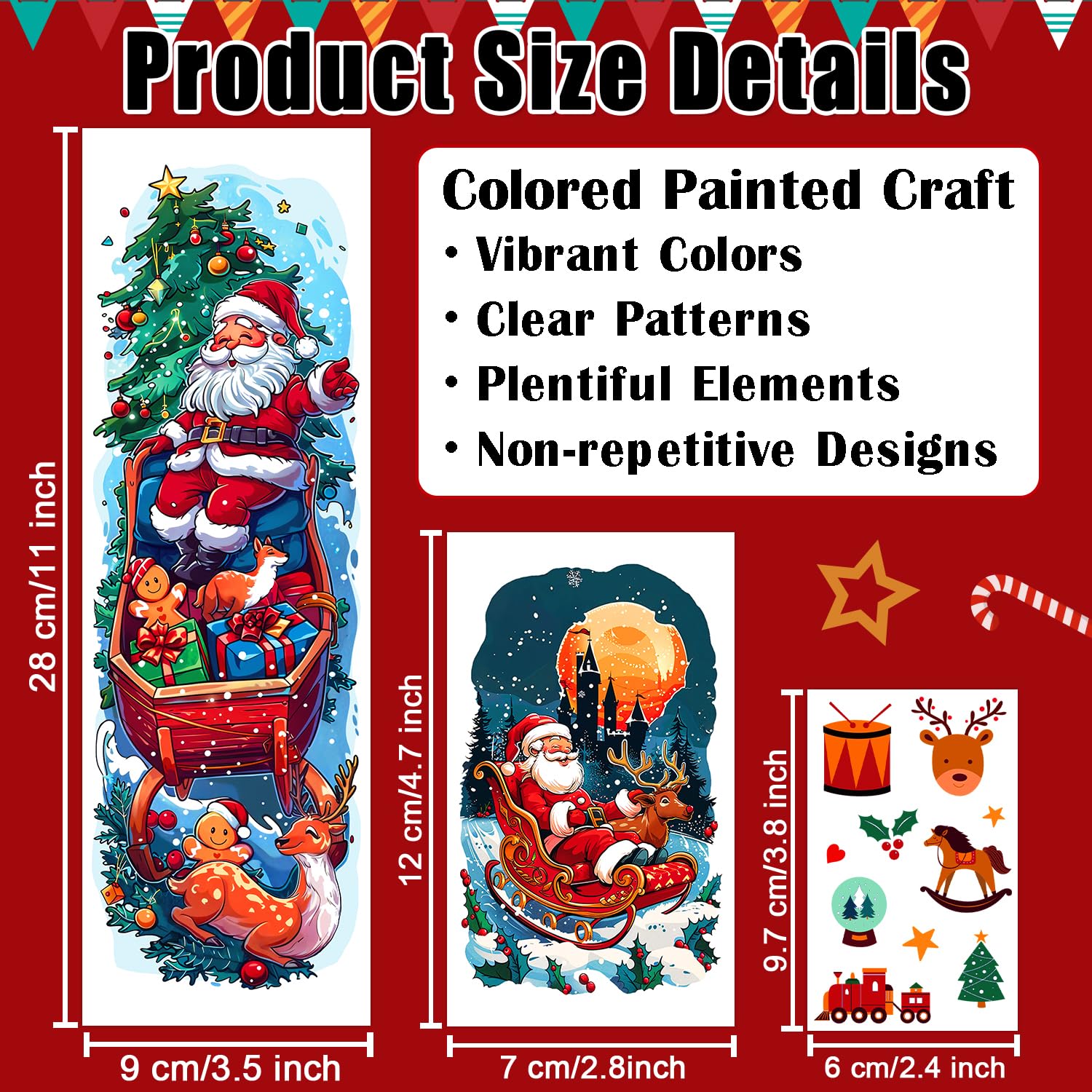 Leesgel 36 Sheets Christmas Full Arm Tattoos for Kids – Snowy Santa and Snowmen