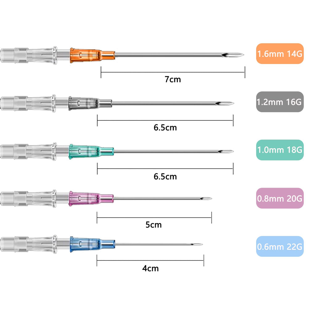 LEEYUKA Catheter Piercing Needles – Mixed Sizes 14G-22G (50 pcs)
