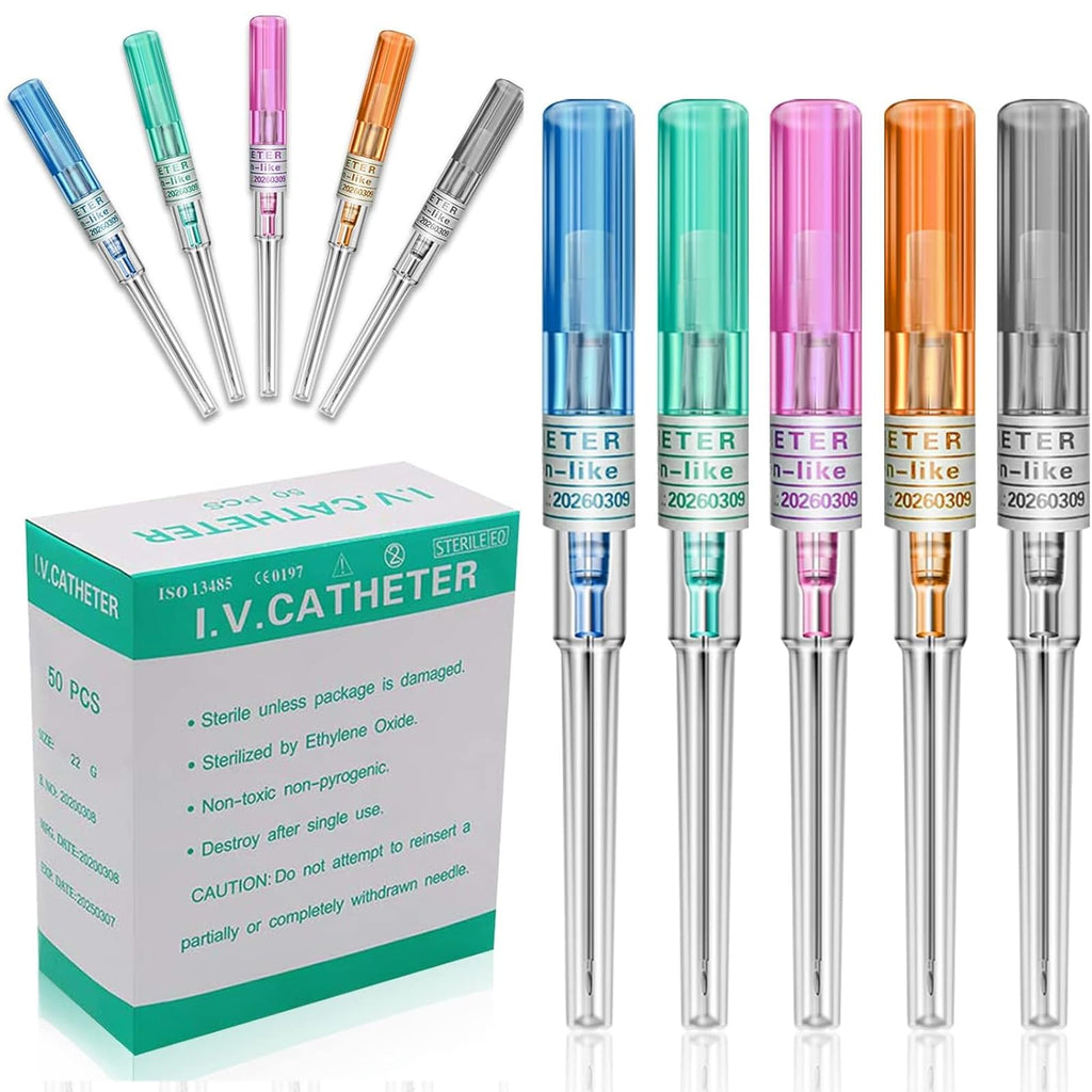 LEEYUKA Catheter Piercing Needles – Mixed Sizes 14G-22G (50 pcs)