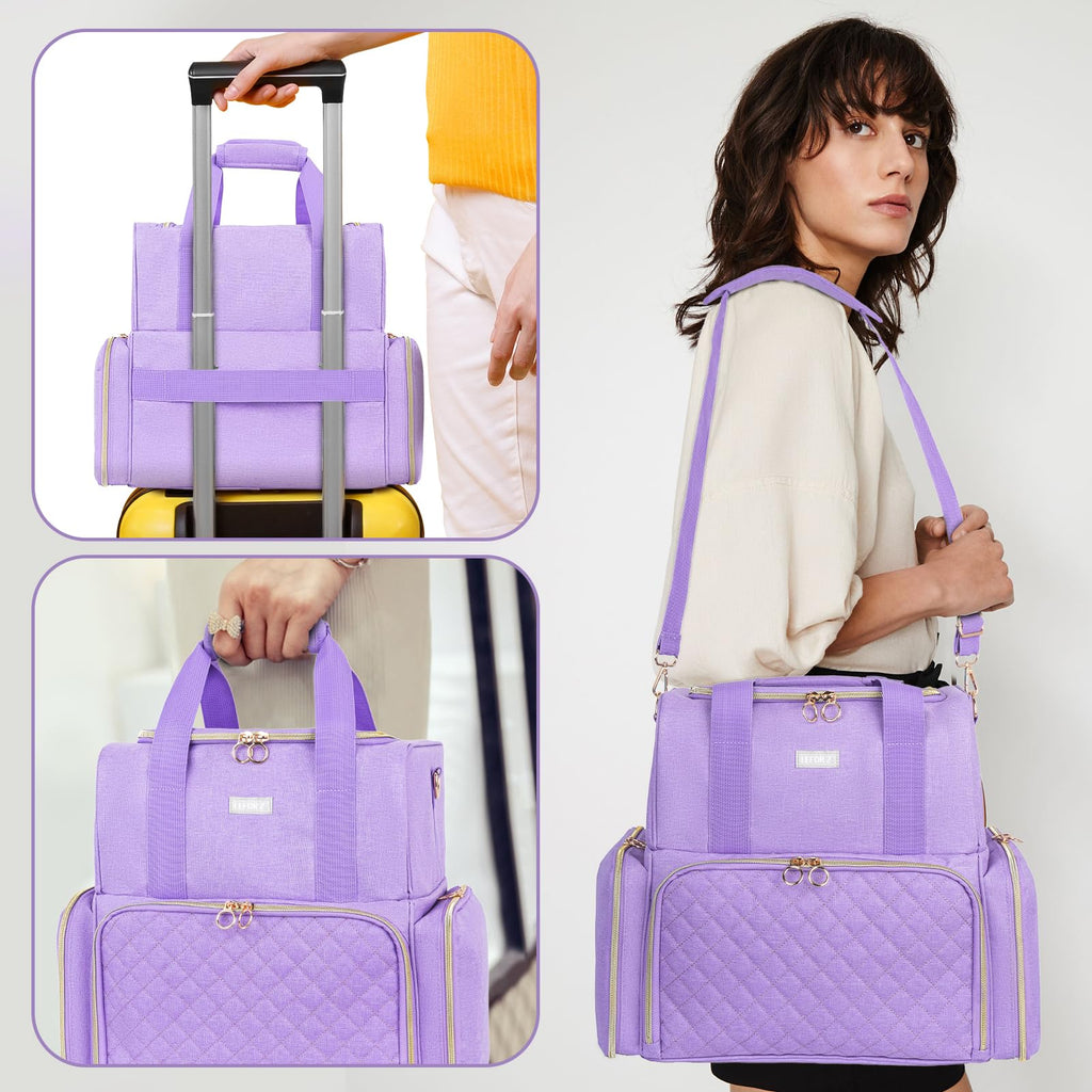 LEFOR·Z Nail Polish Organizer – 80 Bottles, Nail Lamp, 2 Removable Bags, Portable Purple