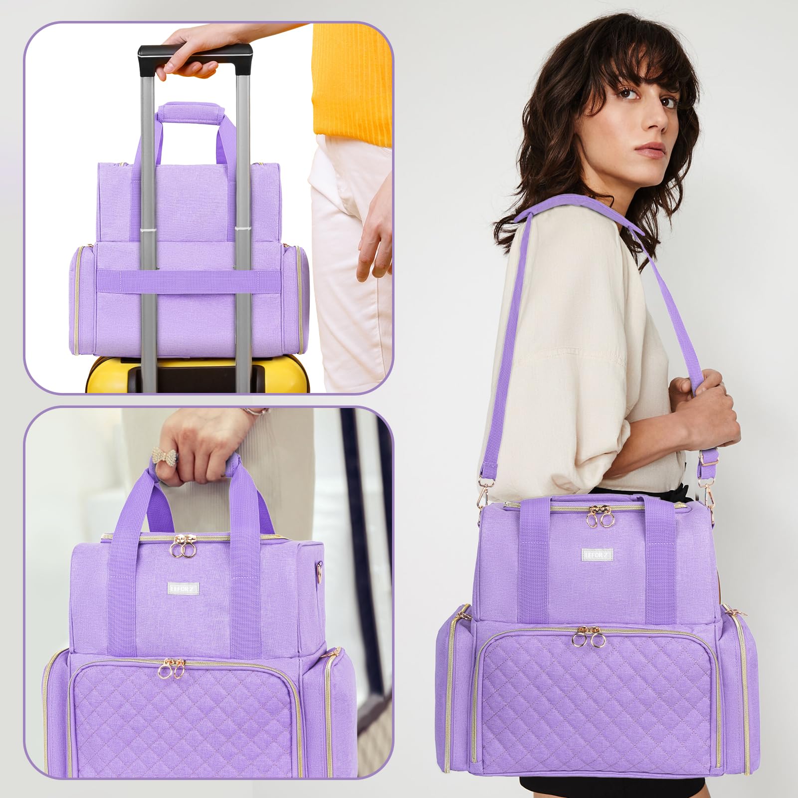 LEFOR·Z Nail Polish Organizer – 80 Bottles, Nail Lamp, 2 Removable Bags, Portable Purple
