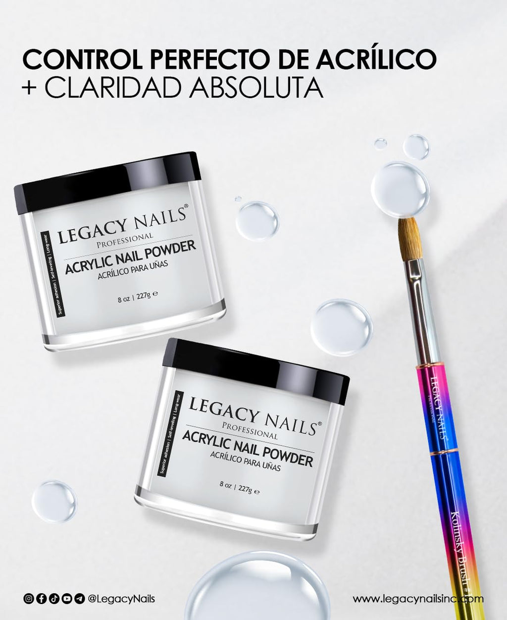 Legacy Nails Professional Crystal Clear Acrylic Powder – 4 oz | Mix with Glitter & Pigment for Custom Nail Extensions