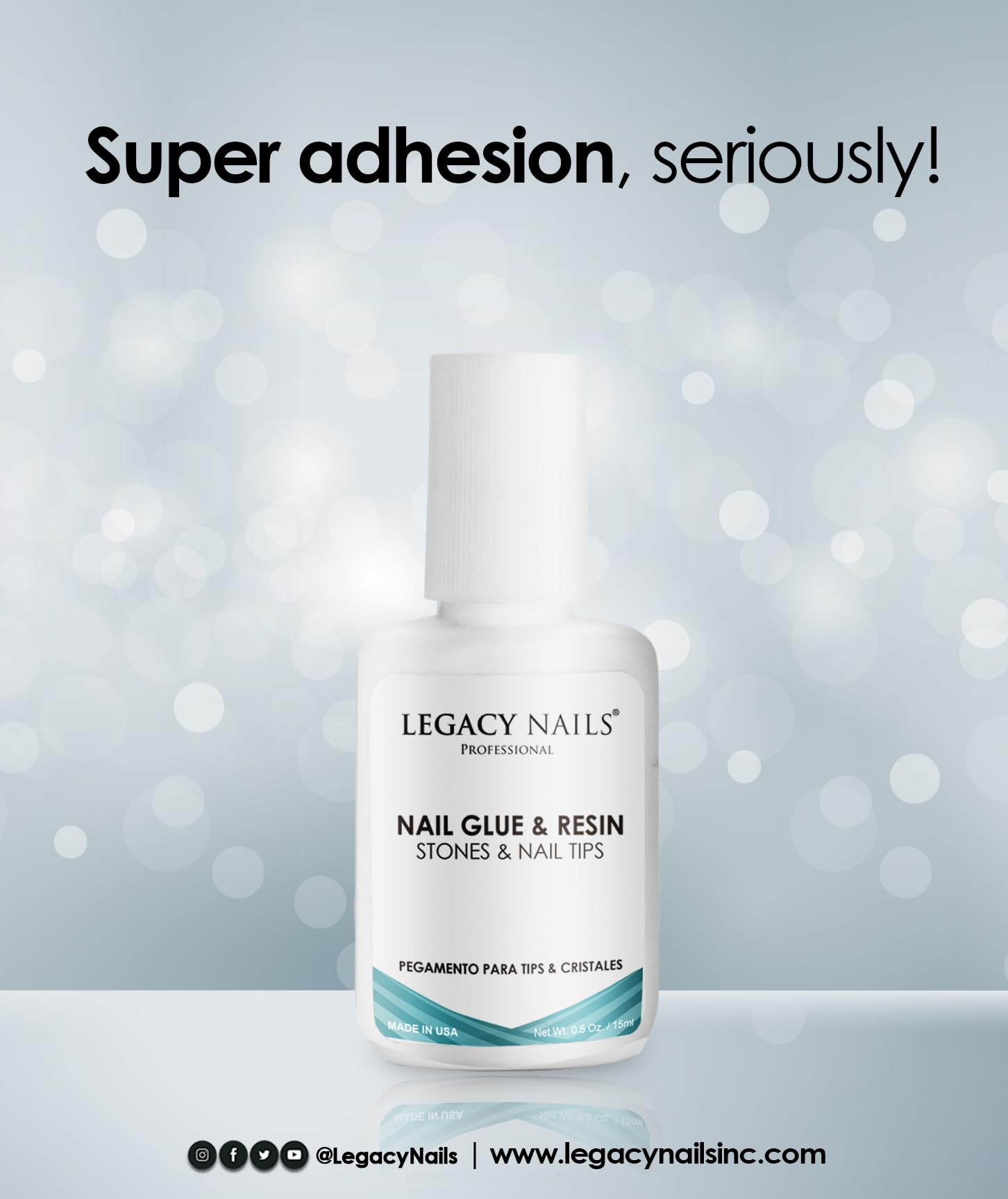 Legacy Nails Pro Nail Glue & Resin 0.5oz Brush-On – Ultra-Strong, Quick-Dry Adhesive