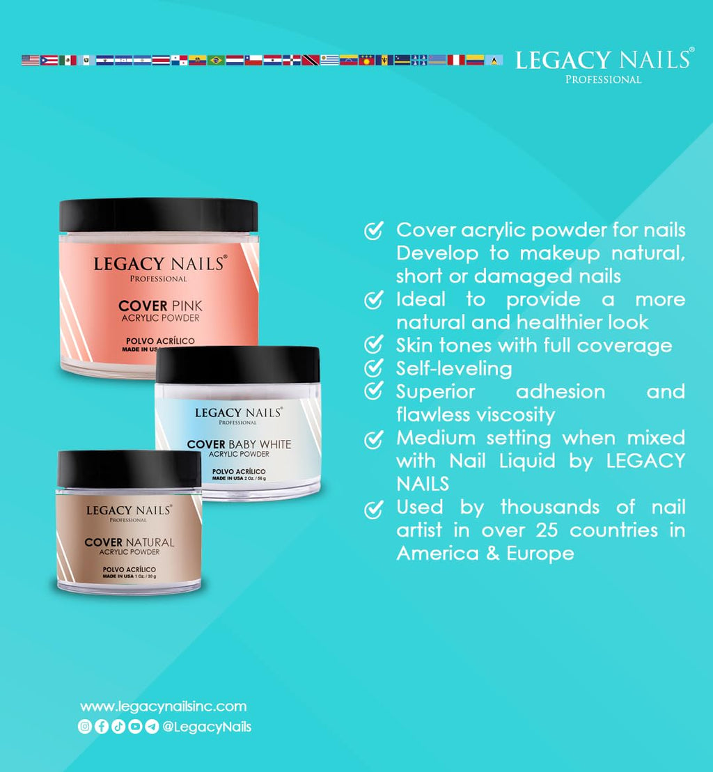 Legacy Nails Professional Cover Acrylic Powder – 4oz Baby White for French Nail Art