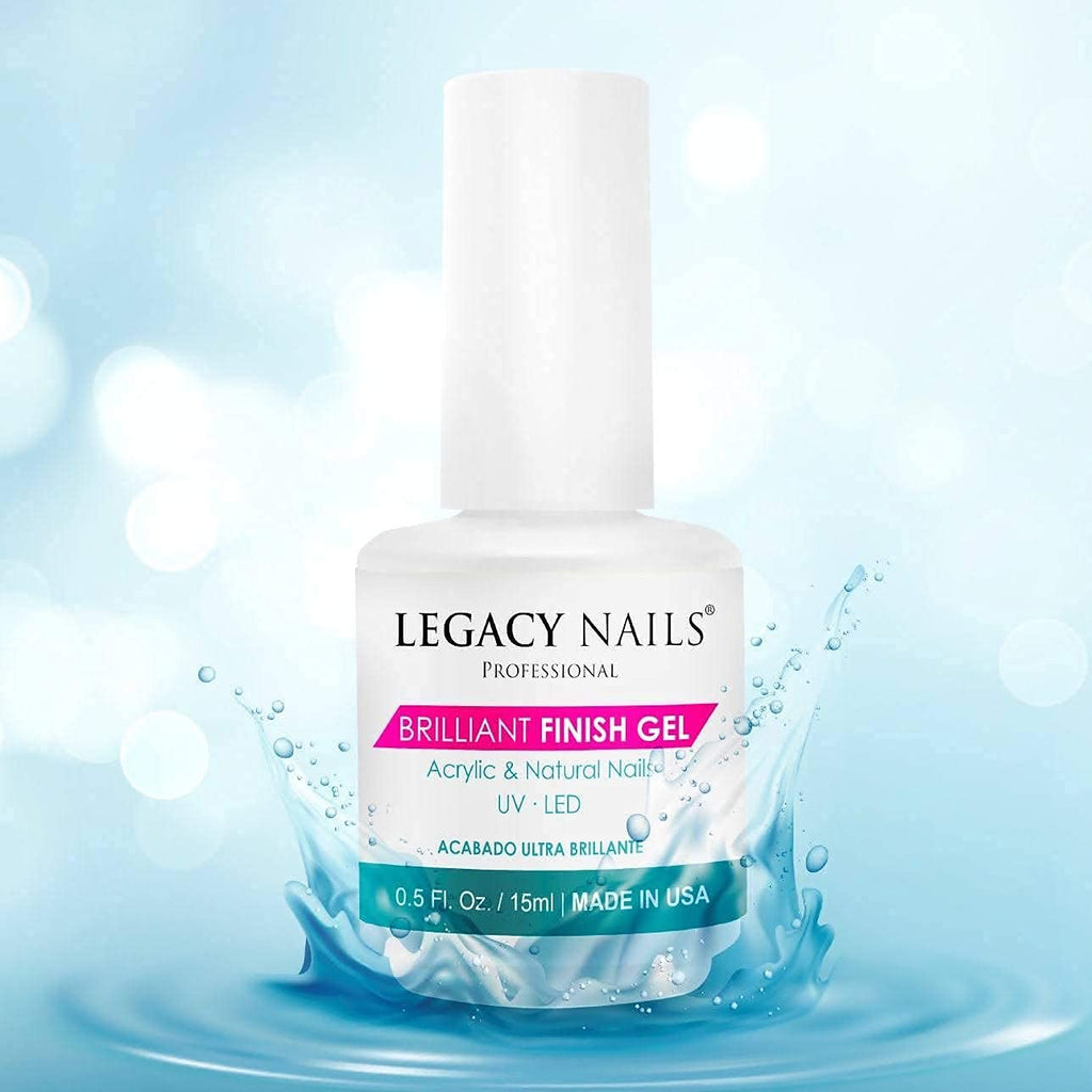 Legacy Nails BRILLANT FINISH GEL Top Coat 0.5oz — High-Gloss, Chip-Resistant, Quick-Curing