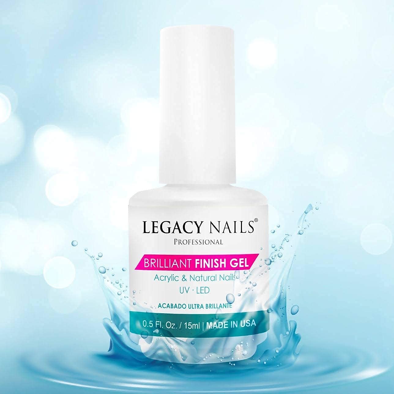 Legacy Nails BRILLANT FINISH GEL Top Coat 0.5oz — High-Gloss, Chip-Resistant, Quick-Curing
