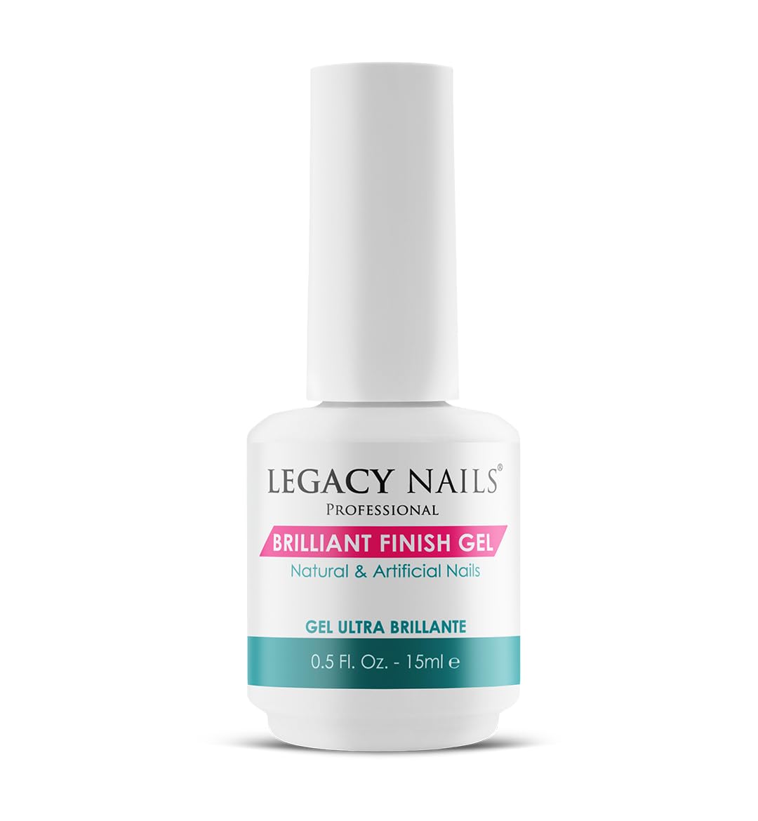 Legacy Nails BRILLANT FINISH GEL Top Coat 0.5oz — High-Gloss, Chip-Resistant, Quick-Curing