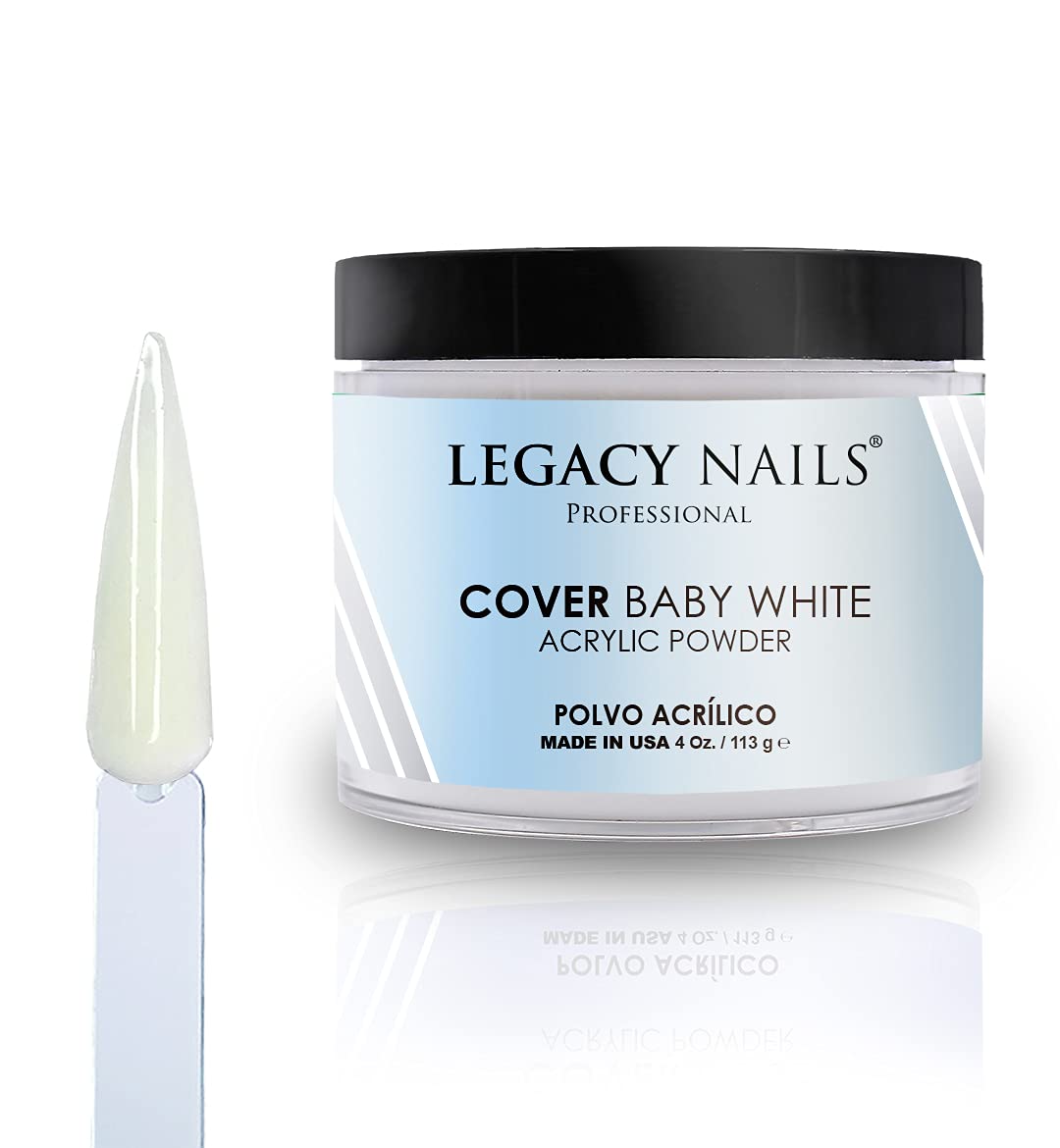 Legacy Nails Professional Cover Acrylic Powder – 4oz Baby White for French Nail Art