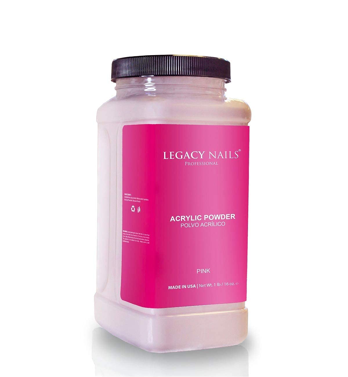 Legacy Nails Crystal Pink Acrylic Powder – 1 lb / 16 oz – Natural Pink Finish for French Manicures