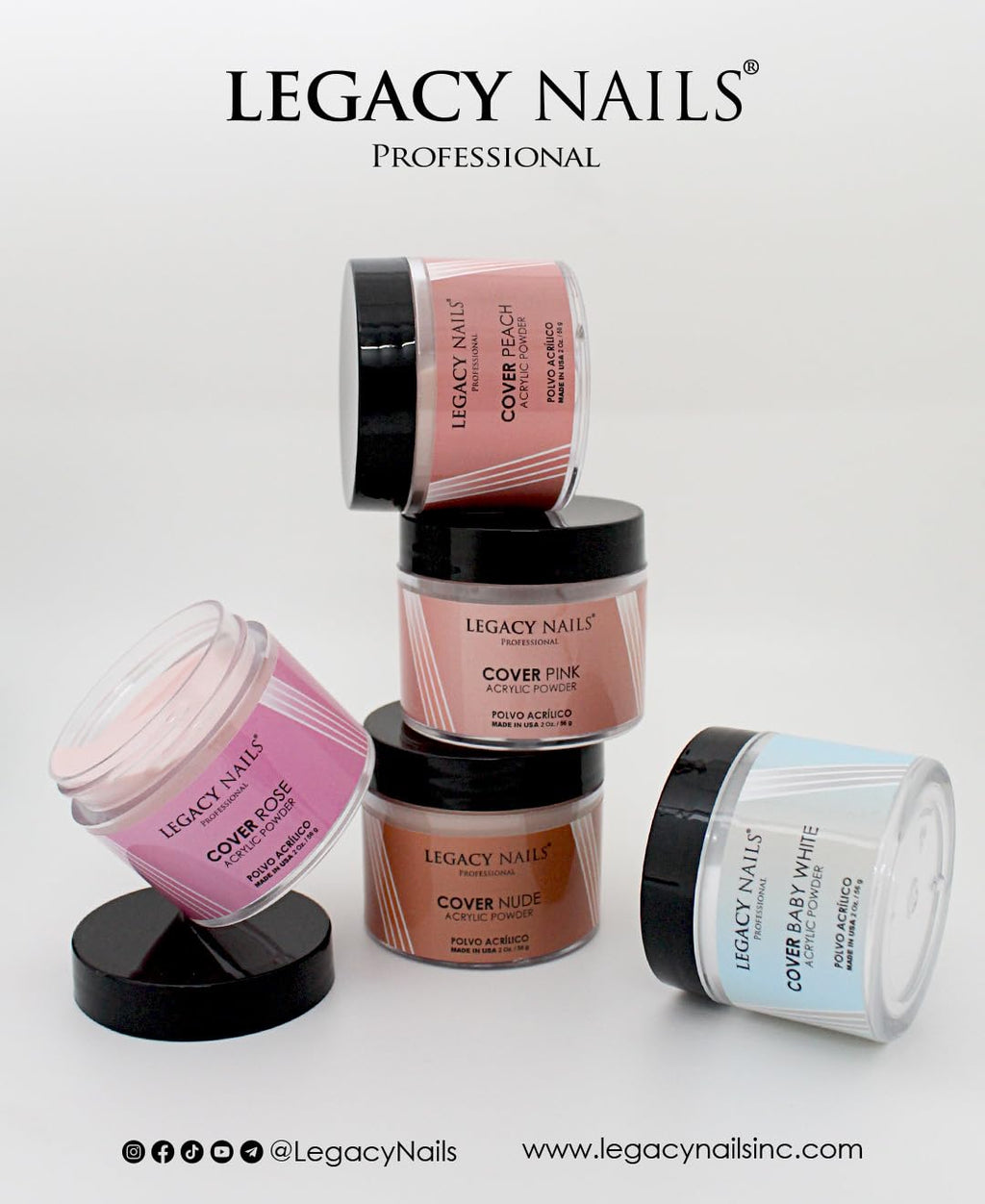 Legacy Nails Professional Cover Acrylic Powder – 4oz Baby White for French Nail Art