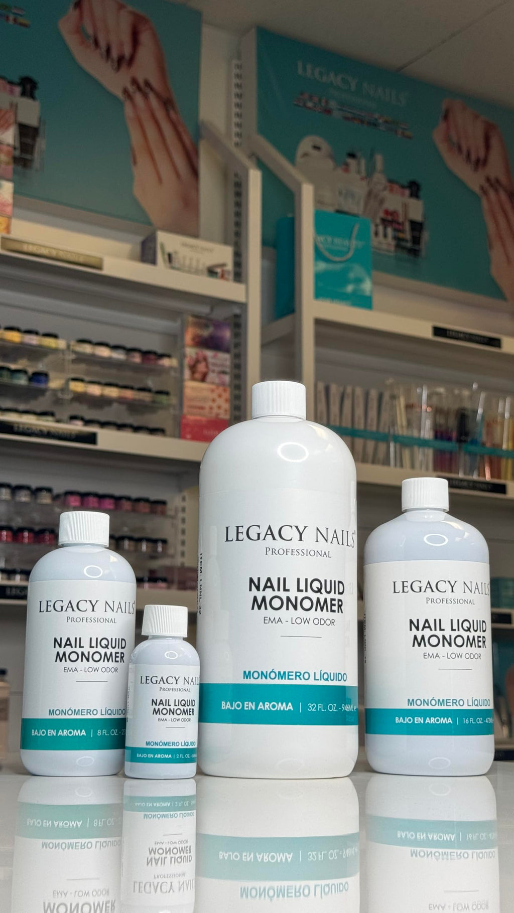 Legacy Nails Professional NAIL LIQUID MONOMER – MMA-Free, Acetone-Free, Low-Odor, Compatible with All Acrylic Powders – 946ml / 32 fl oz