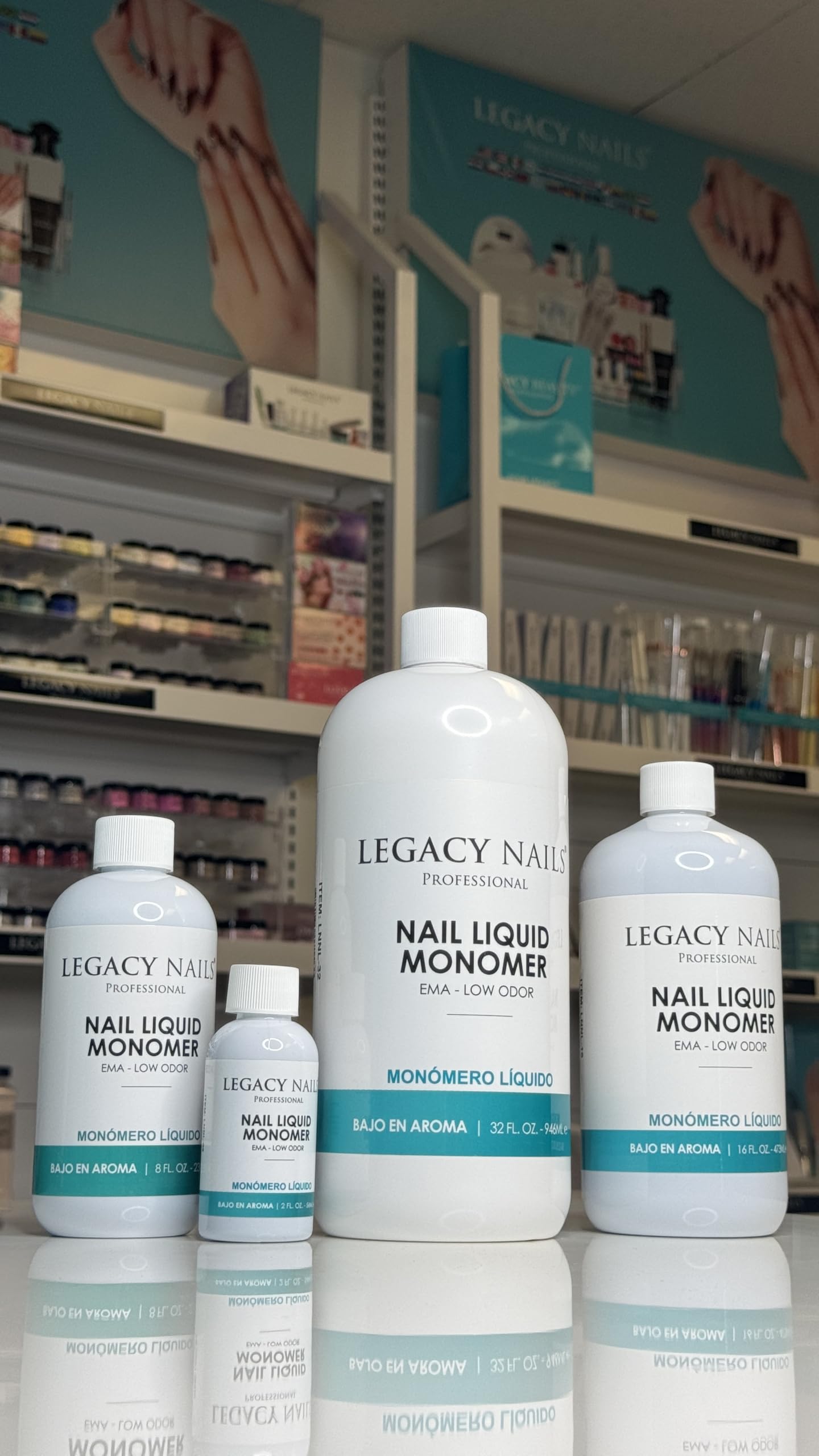 Legacy Nails Professional NAIL LIQUID MONOMER – MMA-Free, Acetone-Free, Low-Odor, Compatible with All Acrylic Powders – 946ml / 32 fl oz