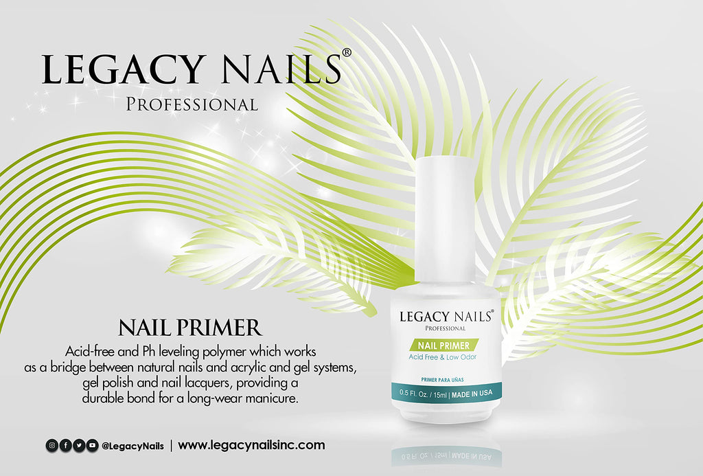 Legacy Nails Nail Primer 0.5oz/15ml – Acid-Free, Low Odor, pH Leveling Polymer