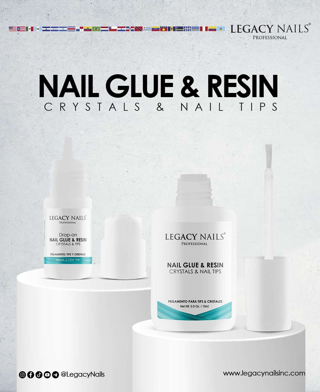 Legacy Nails Pro Nail Glue & Resin 0.5oz Brush-On – Ultra-Strong, Quick-Dry Adhesive