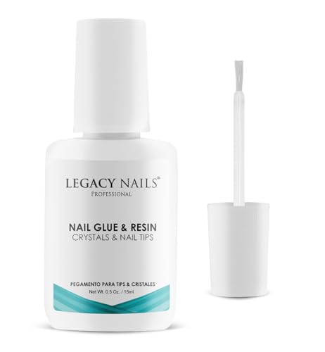 Legacy Nails Pro Nail Glue & Resin 0.5oz Brush-On – Ultra-Strong, Quick-Dry Adhesive