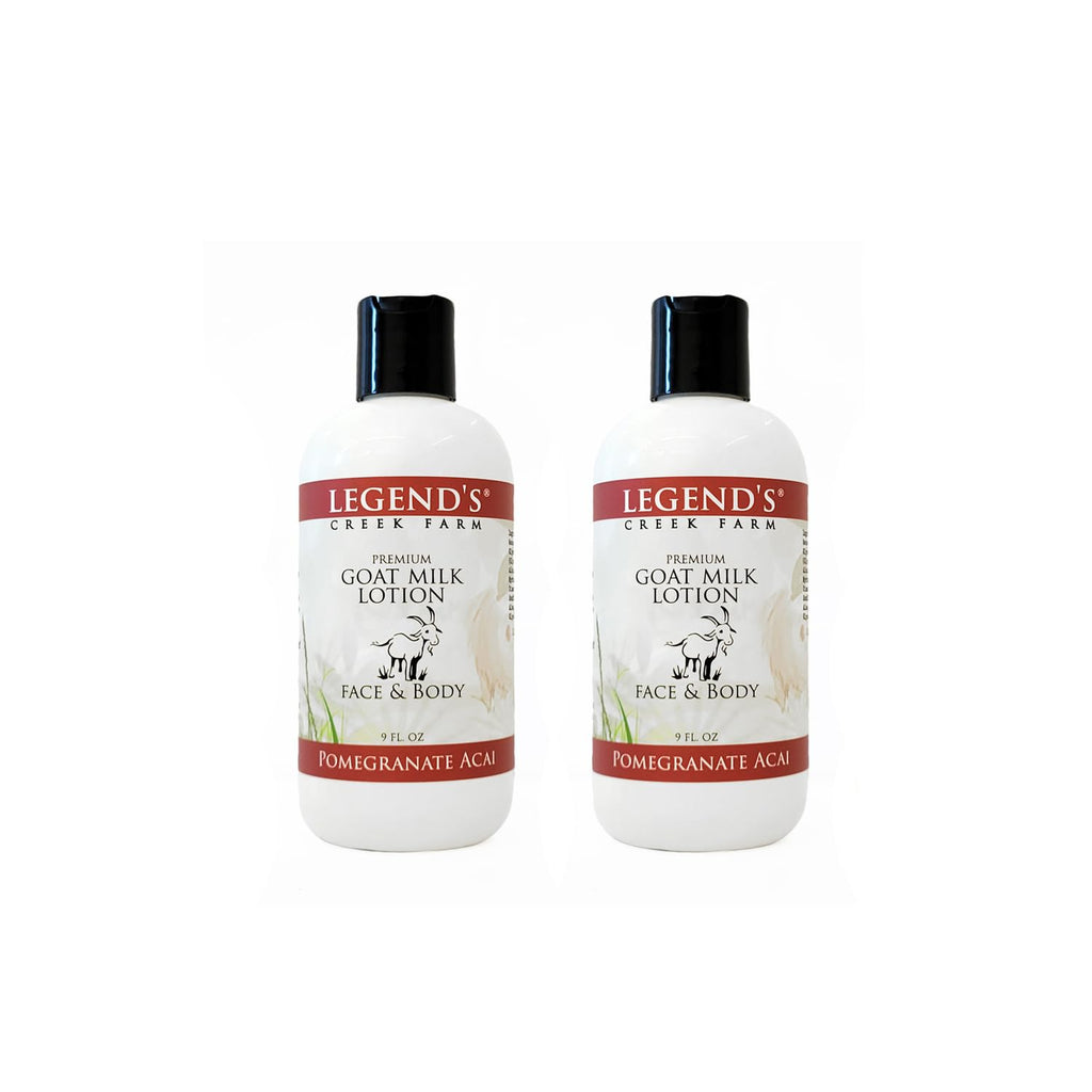 Legend's Creek Farm Goat Milk Lotion – Moisturizing 2-Pack, 9 oz Each, Pomegranate Acai
