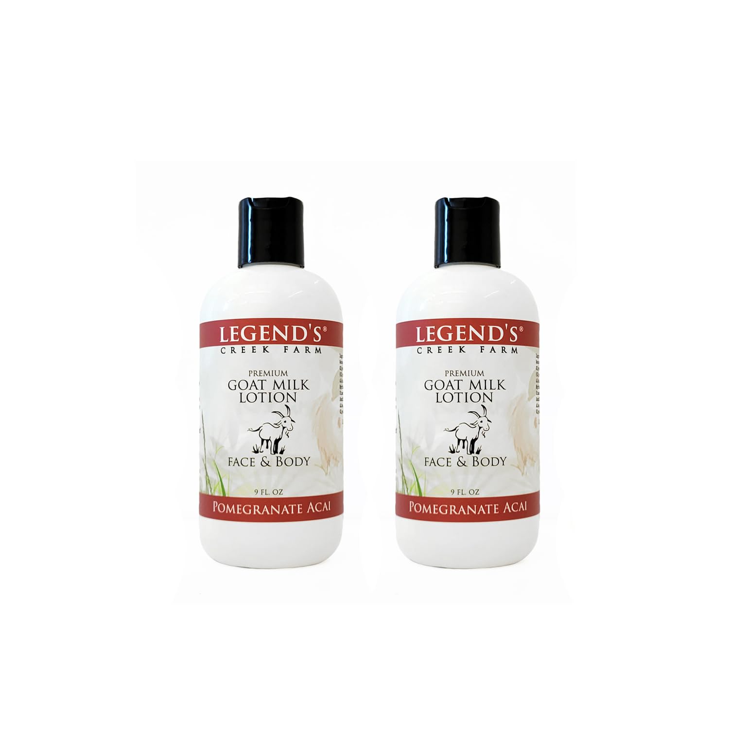 Legend's Creek Farm Goat Milk Lotion – Moisturizing 2-Pack, 9 oz Each, Pomegranate Acai