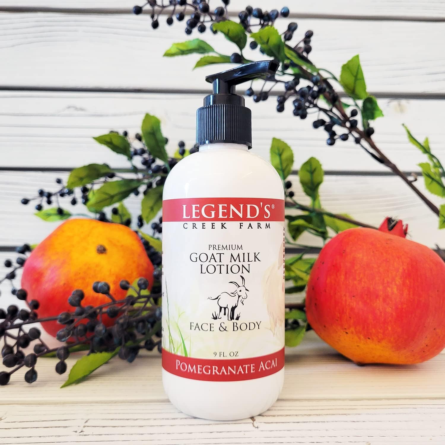 Legend's Creek Farm Goat Milk Lotion – Moisturizing 2-Pack, 9 oz Each, Pomegranate Acai