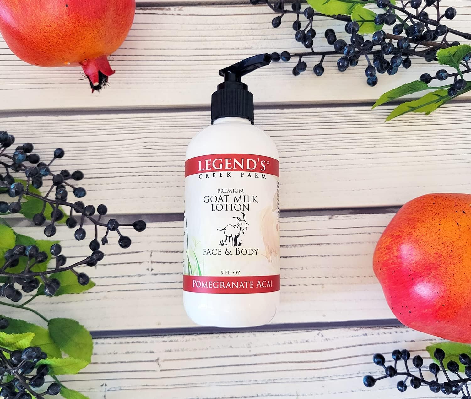 Legend's Creek Farm Goat Milk Lotion – Moisturizing 2-Pack, 9 oz Each, Pomegranate Acai