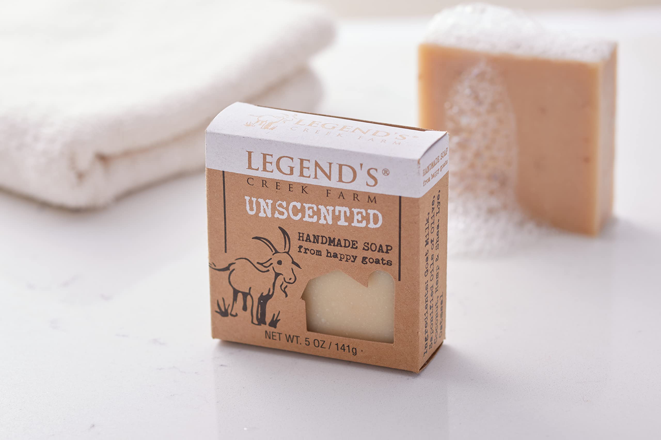 Legend's Creek Goat Milk Soap - Unscented 3-Pack | Gentle Hand & Body Bar, Handmade in USA