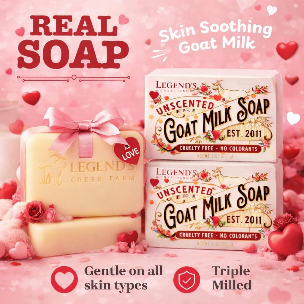 Legend's Creek Goat Milk Soap – Triple Milled 9 oz Bar for Hands & Body, Unscented