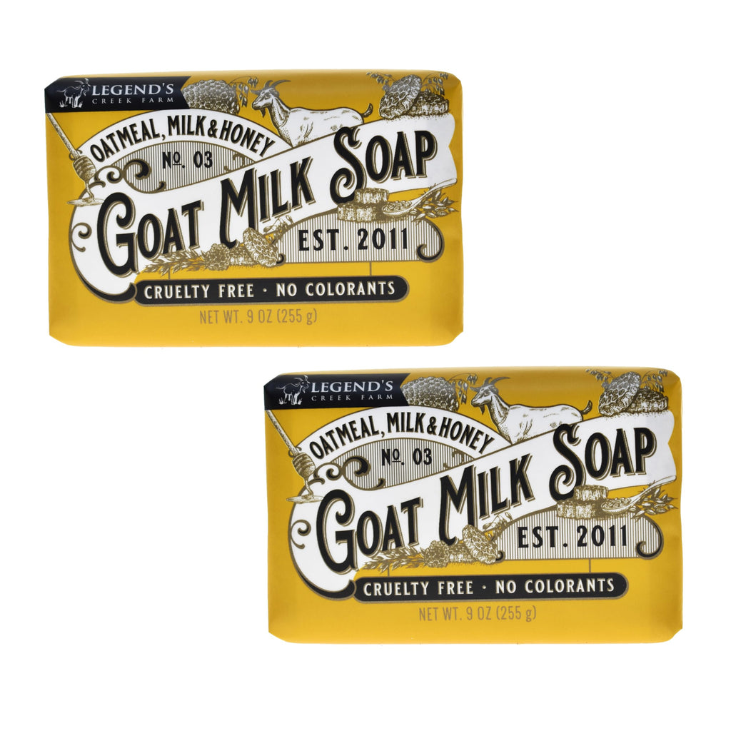 Legend's Creek Goat Milk Soap – Triple Milled 9 oz (Oatmeal, Milk & Honey) Pack of 2