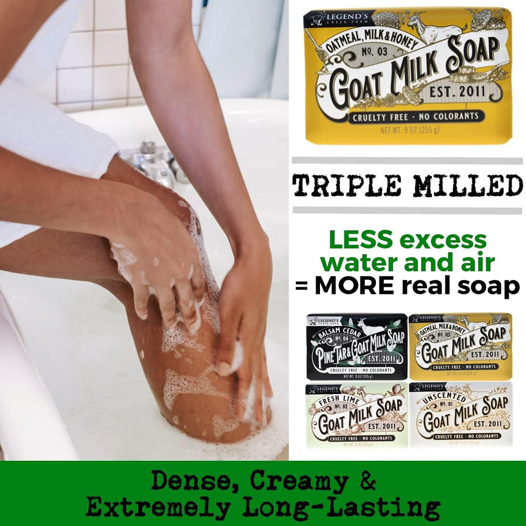 Legend's Creek Goat Milk Soap – Triple Milled Moisturizing Bar, Fresh Lime, 9 oz (Pack of 2)