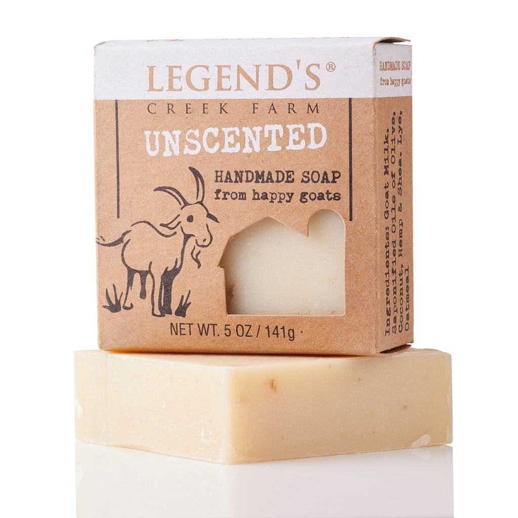 Legend's Creek Goat Milk Soap - Unscented 3-Pack | Gentle Hand & Body Bar, Handmade in USA