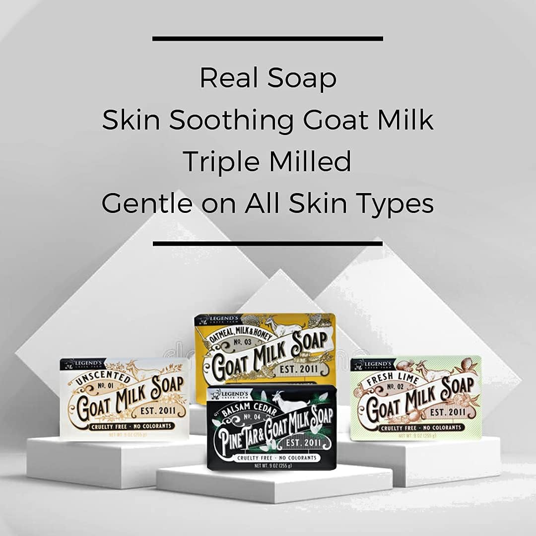 Legend's Creek Goat Milk Soap – Triple Milled 9 oz (Oatmeal, Milk & Honey) Pack of 2