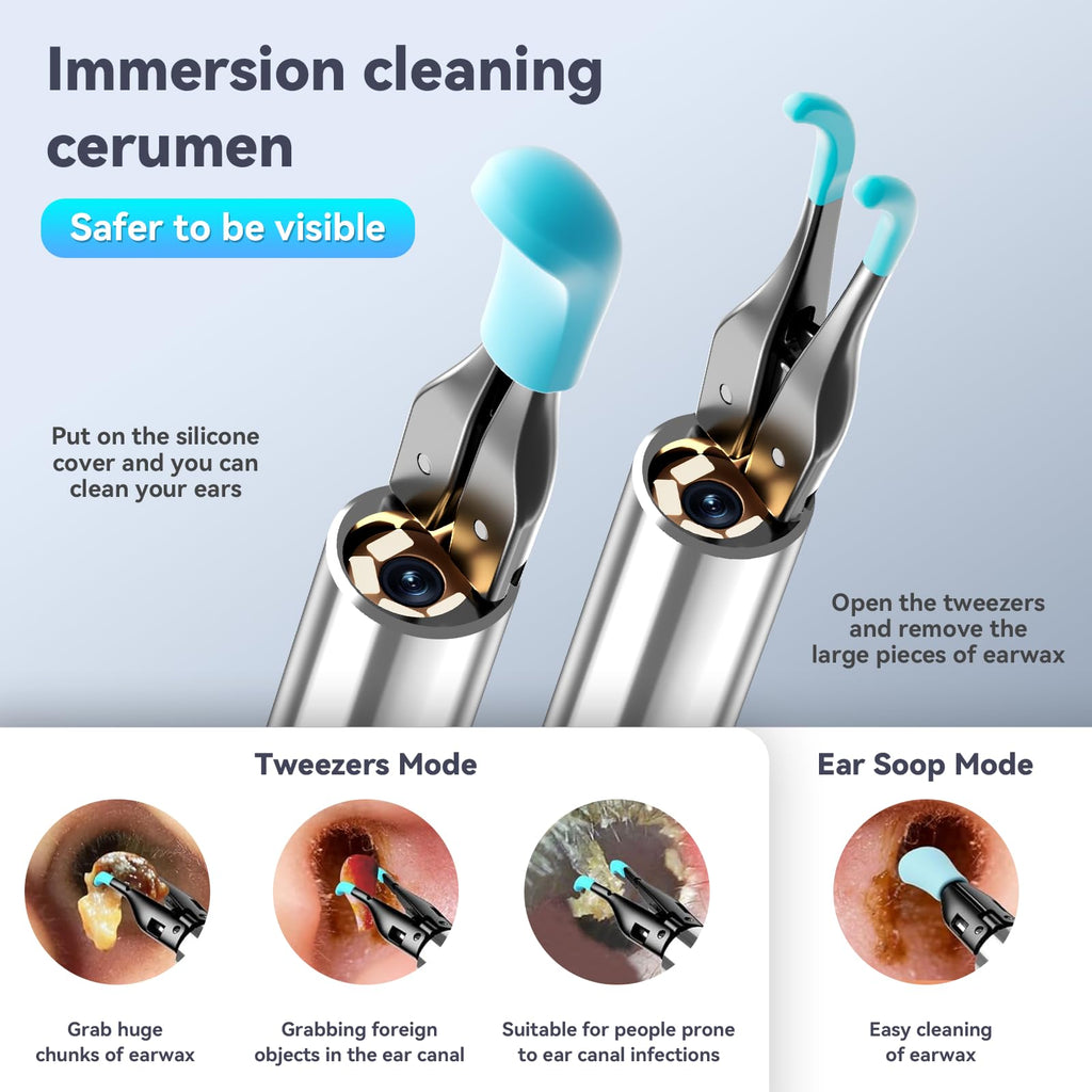 LEIPUT Ear Cleaner Kit: 360° View Otoscope with Tweezers & Light, iOS & Android