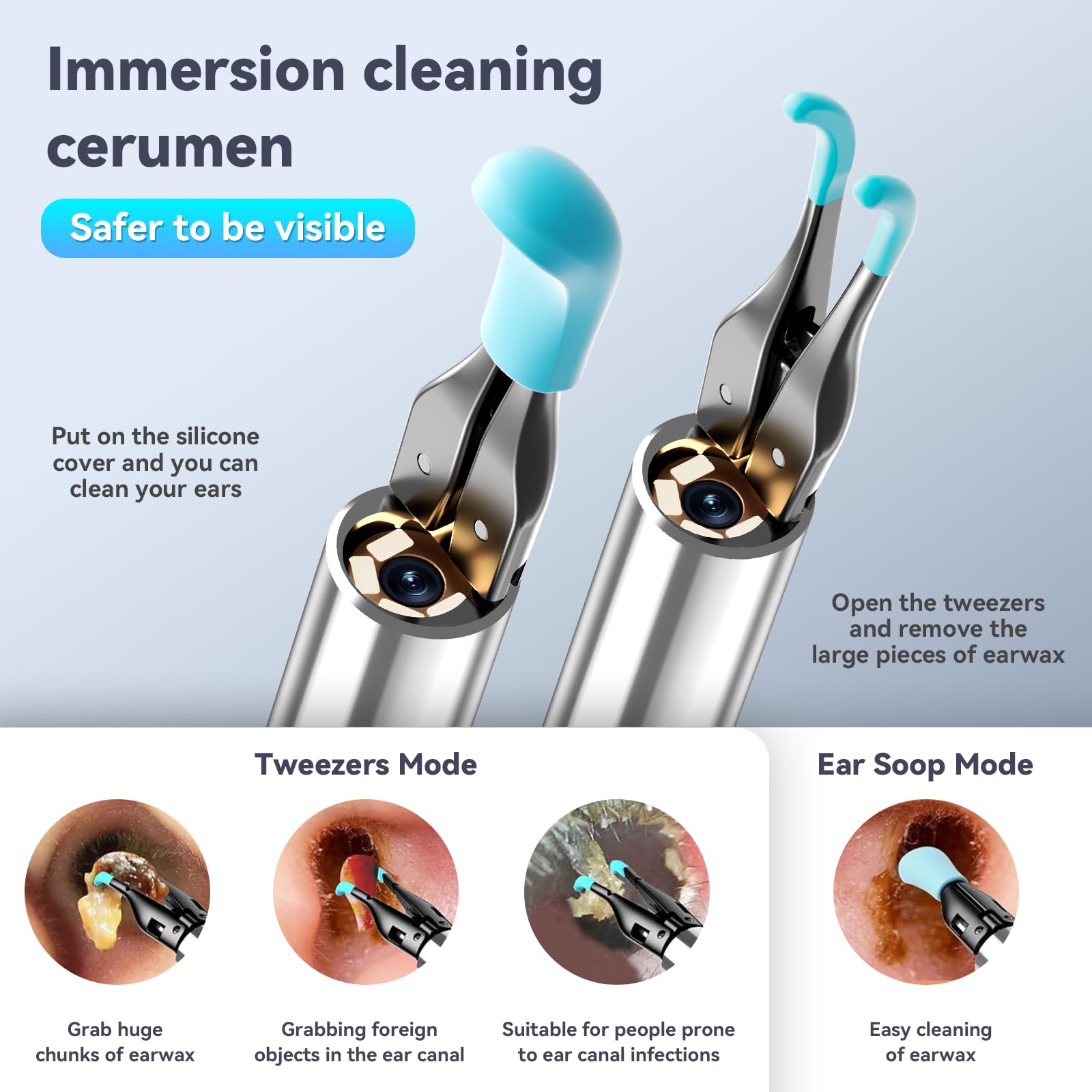 LEIPUT Ear Cleaner Kit: 360° View Otoscope with Tweezers & Light, iOS & Android