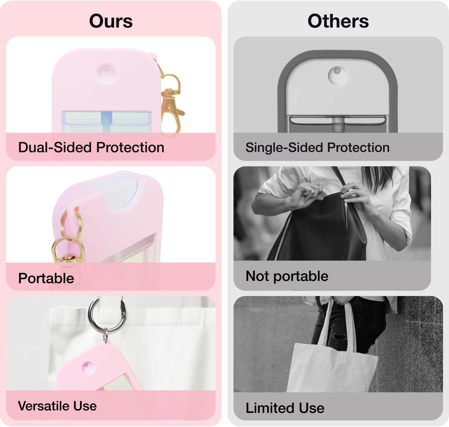 LEISENOR Silicone Case for Touchland Power Mist & Glow Mist — Protective 1 oz Case with 360° Keychain