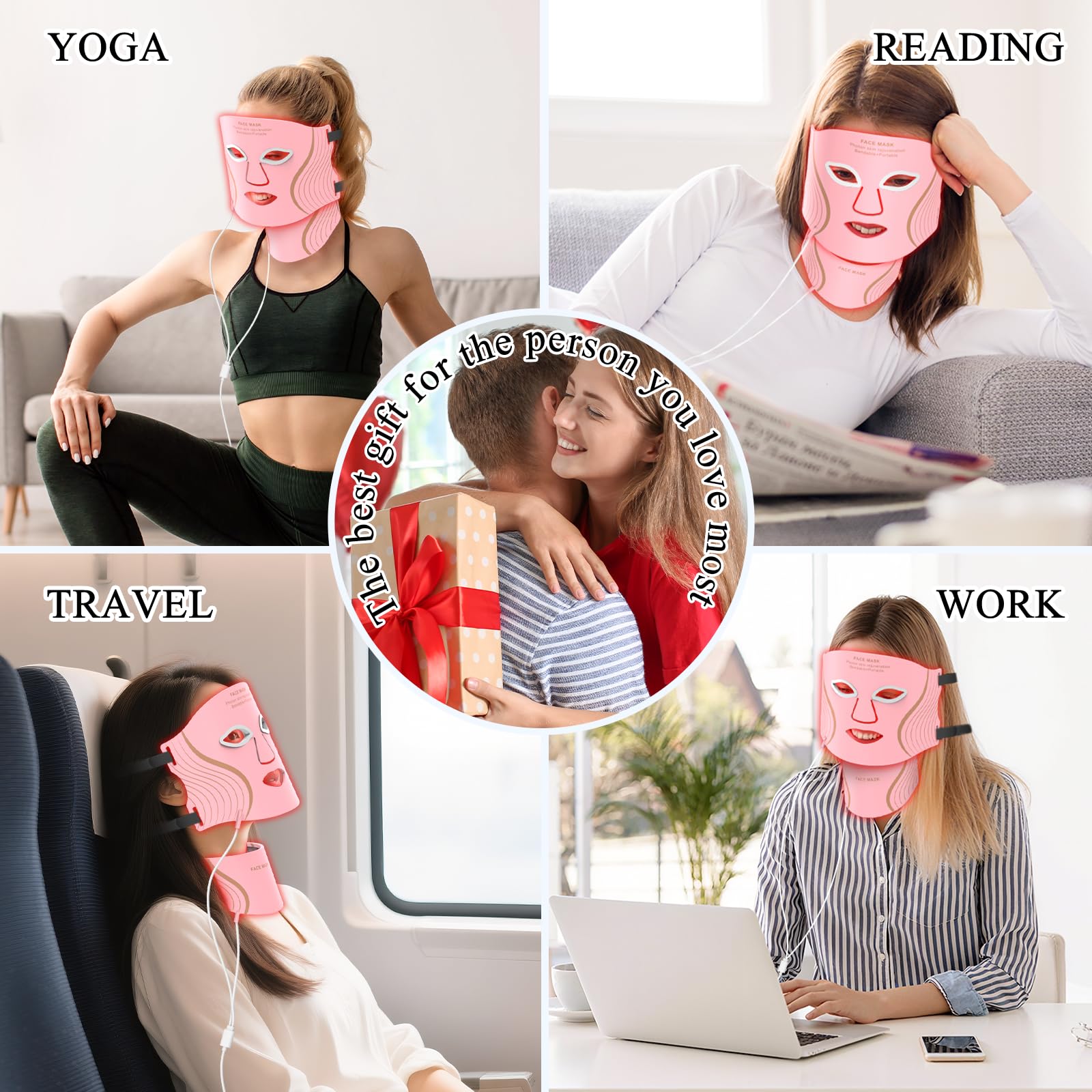 LEKKSA Red Light Therapy Mask for Face & Neck – 309 LEDs, 7 Modes, Rechargeable