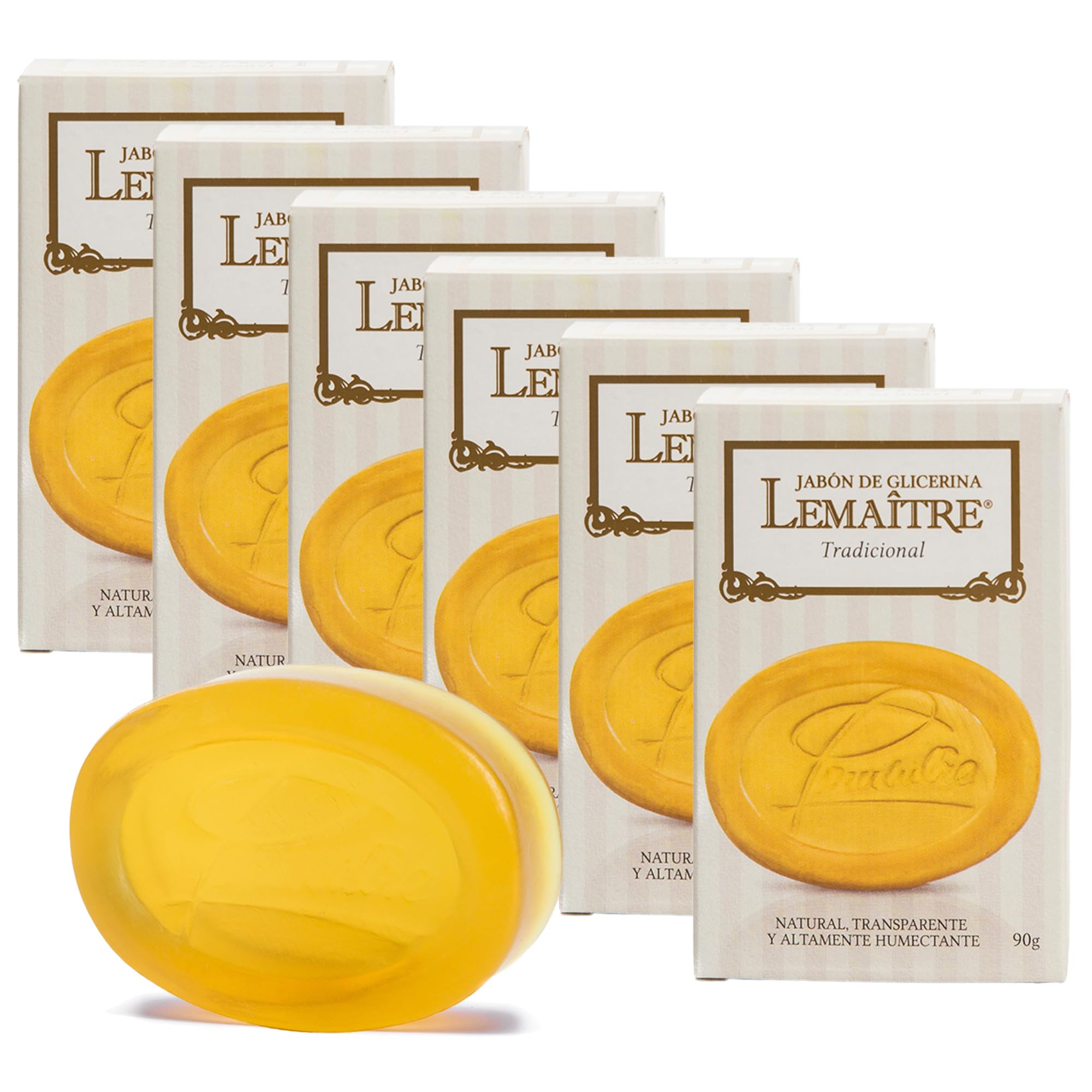 LEMAITRE Glycerin Soap – Vegan Transparent Bar, Gentle Cleanse, Cruelty-Free (6-Pack)