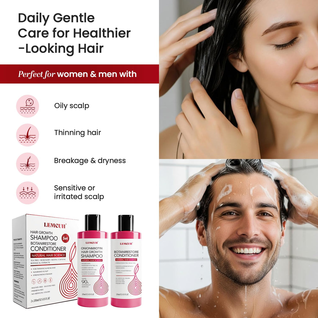 Lemcuh Hair Growth Shampoo & Conditioner Set – Onion Biotin with Rosemary & Tea Tree