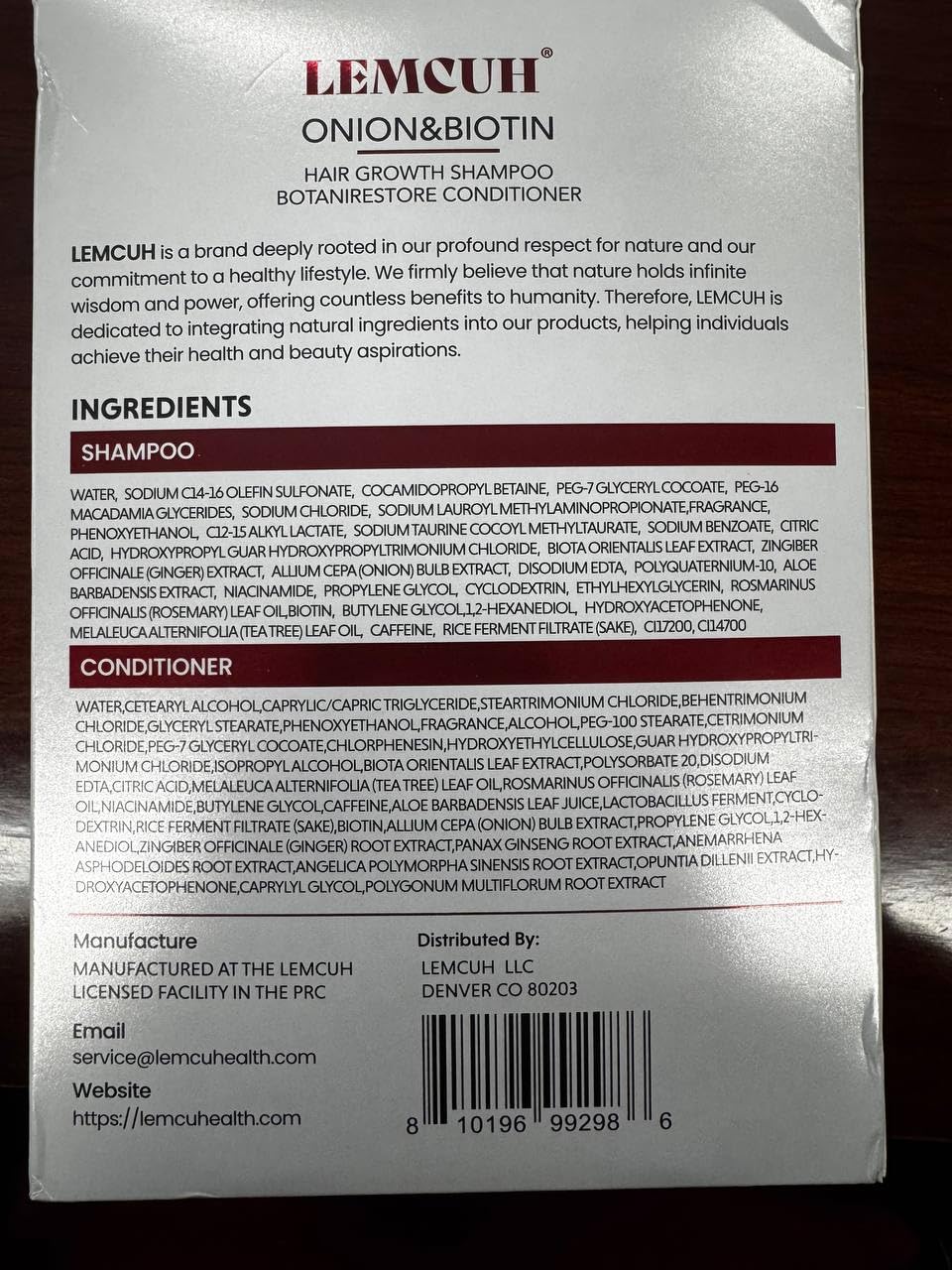 Lemcuh Hair Growth Shampoo & Conditioner Set – Onion Biotin with Rosemary & Tea Tree