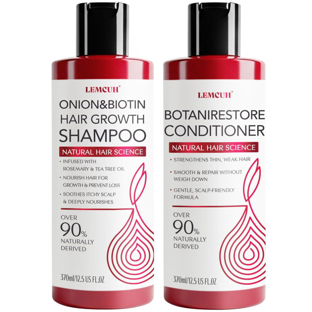 Lemcuh Hair Growth Shampoo & Conditioner Set – Onion Biotin with Rosemary & Tea Tree