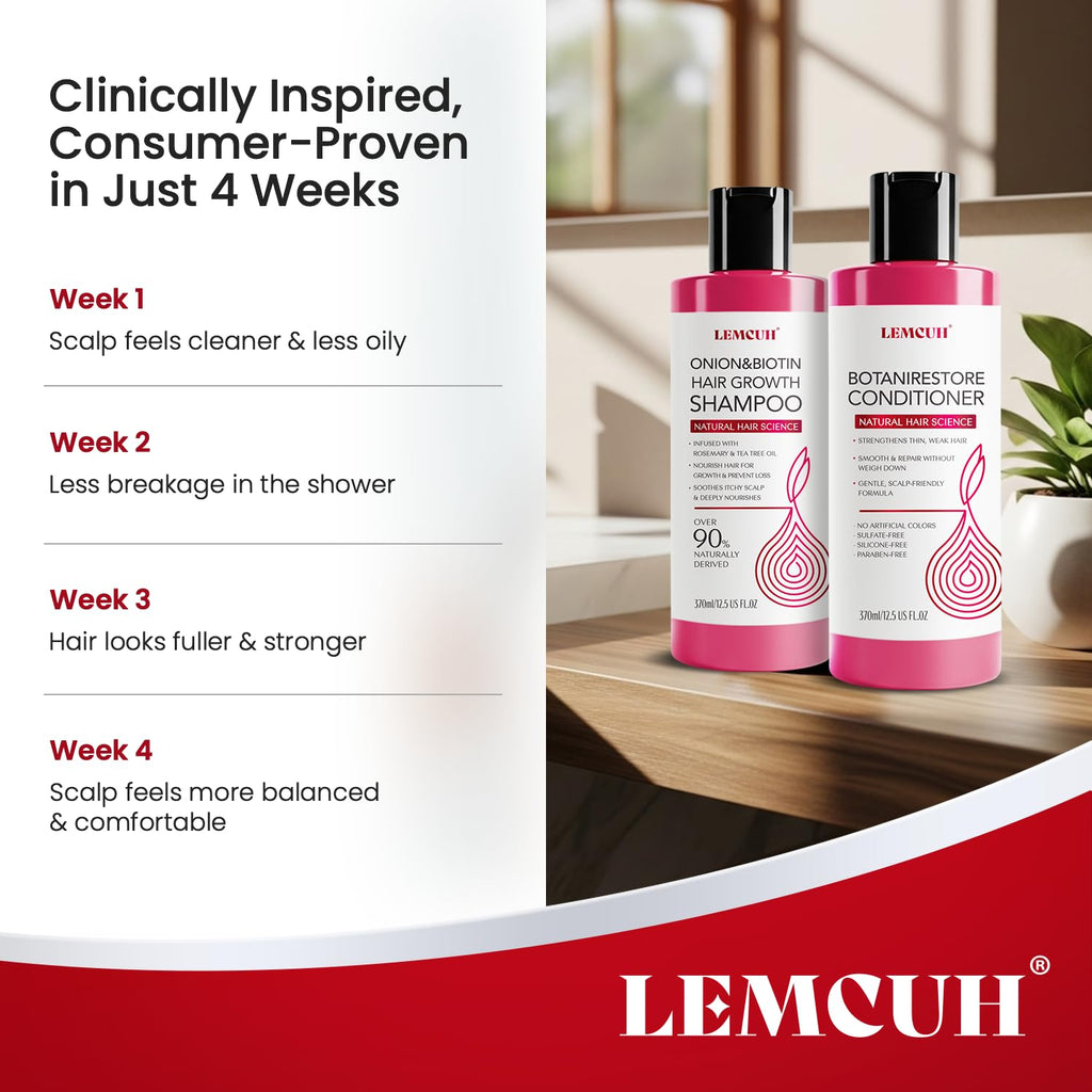 Lemcuh Hair Growth Shampoo & Conditioner Set – Onion Biotin with Rosemary & Tea Tree