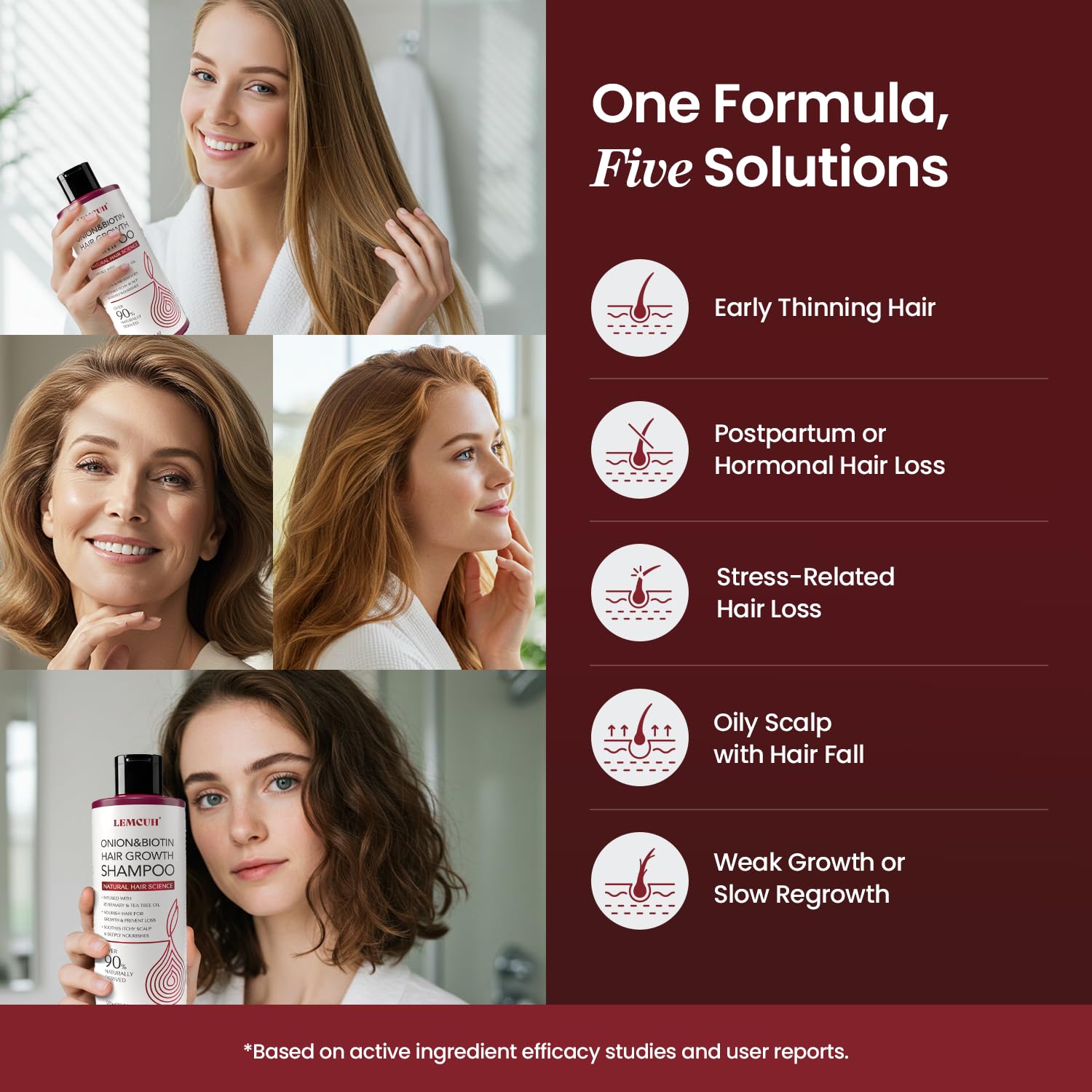 Lemcuh Biotin & Onion Shampoo – Volumizing, Anti-Hair Loss, Sulfate-Free (12.5 fl oz)