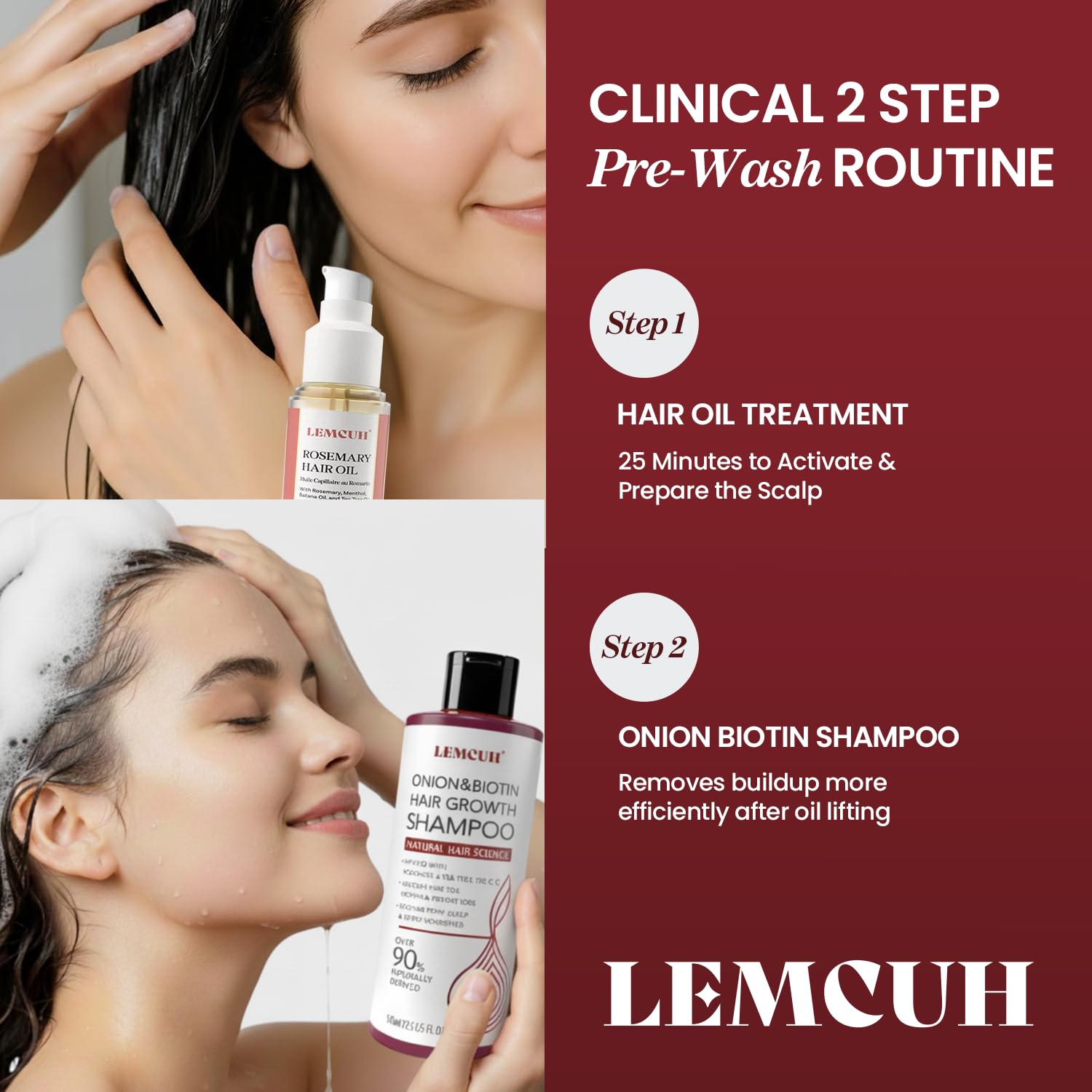 Lemcuh Biotin & Onion Shampoo – Volumizing, Anti-Hair Loss, Sulfate-Free (12.5 fl oz)