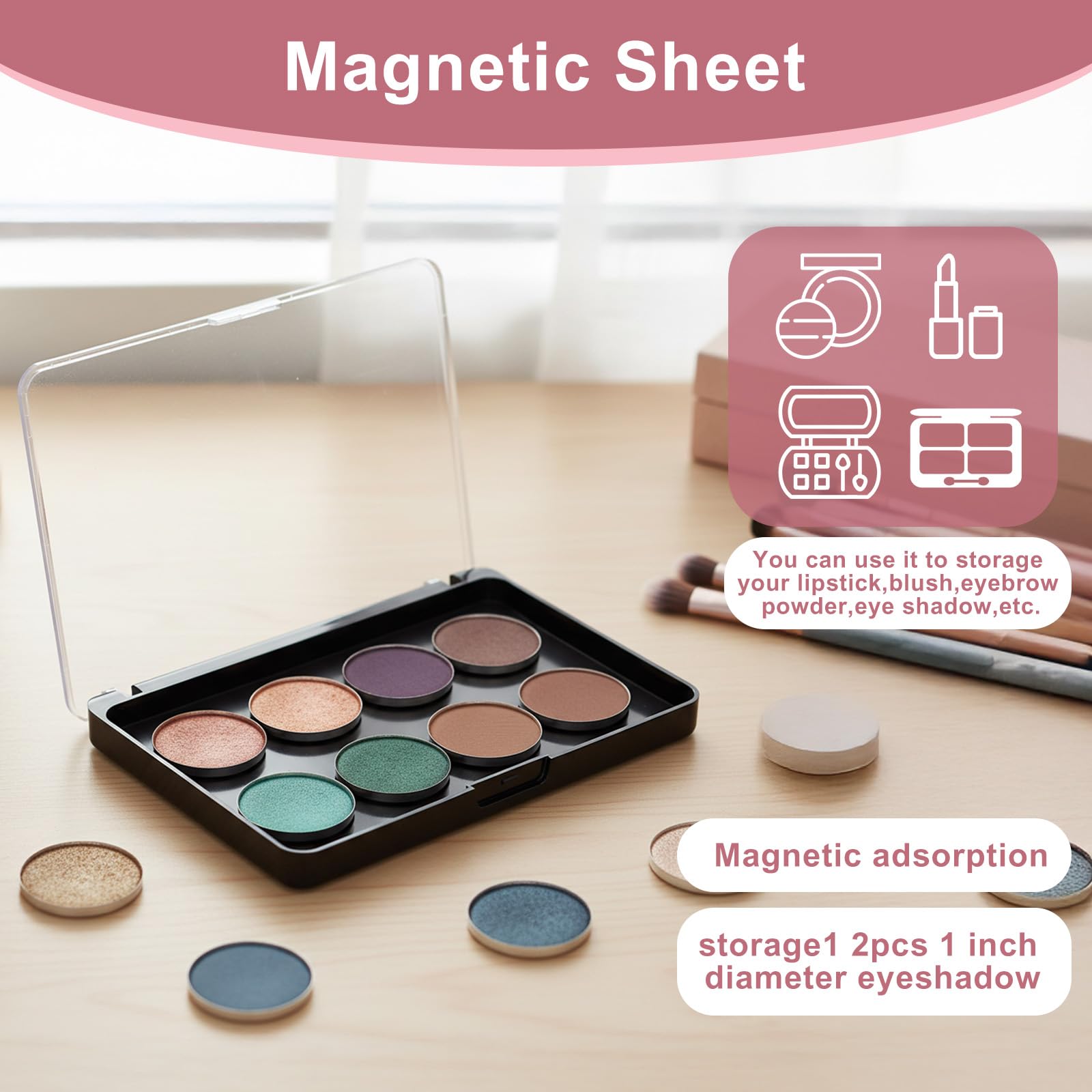 Lemecima Magnetic Makeup Palette – 8-Pack DIY Palettes for Travel and Organization